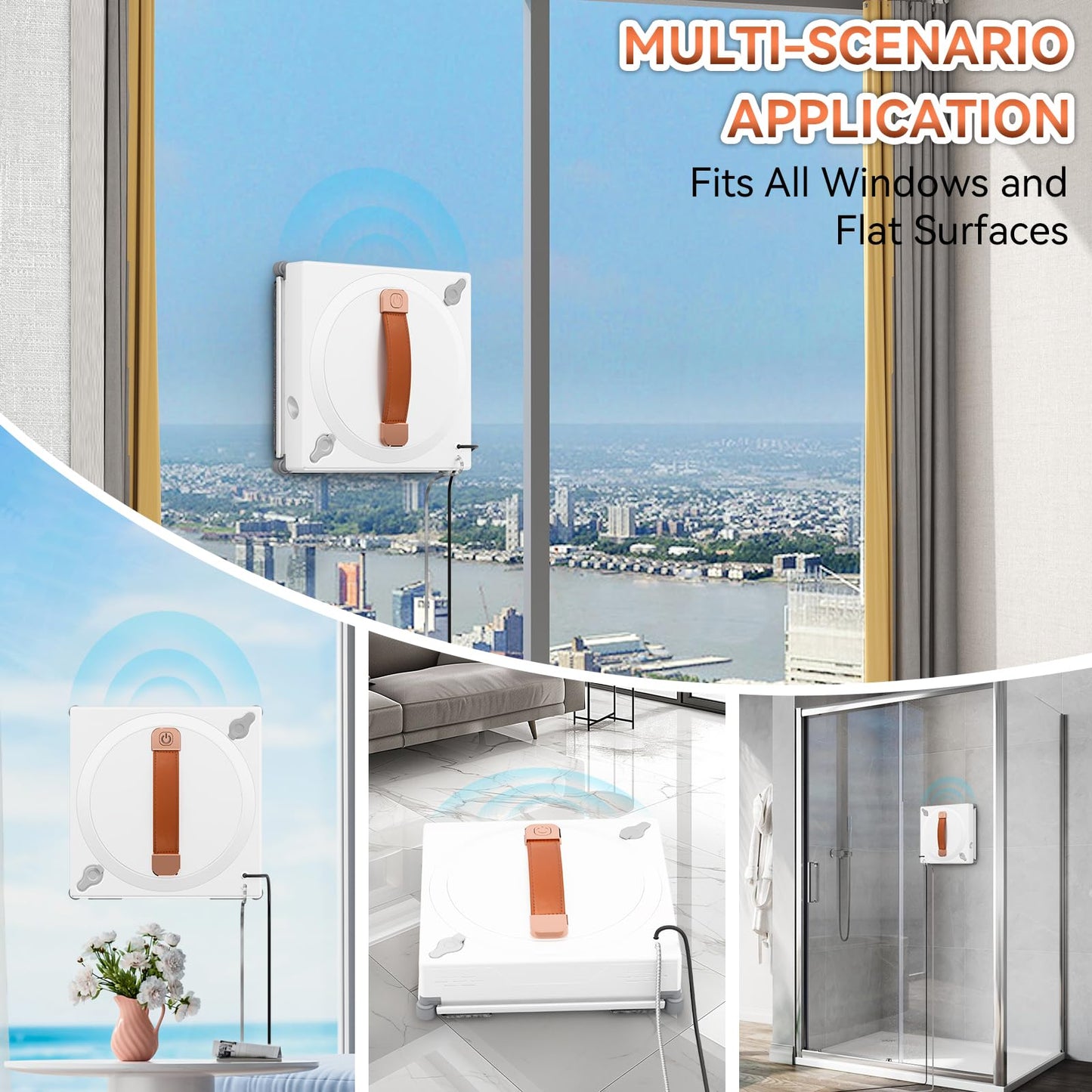 MIXILIN Window Cleaning Robot, 3000Pa Auto Windоw Cleaner Robot with Intelligent Path Planning & Edge Detection, Anti-Drop Prоtection, Dual Spray, Cleaner Tool for Tiles Railing Glass