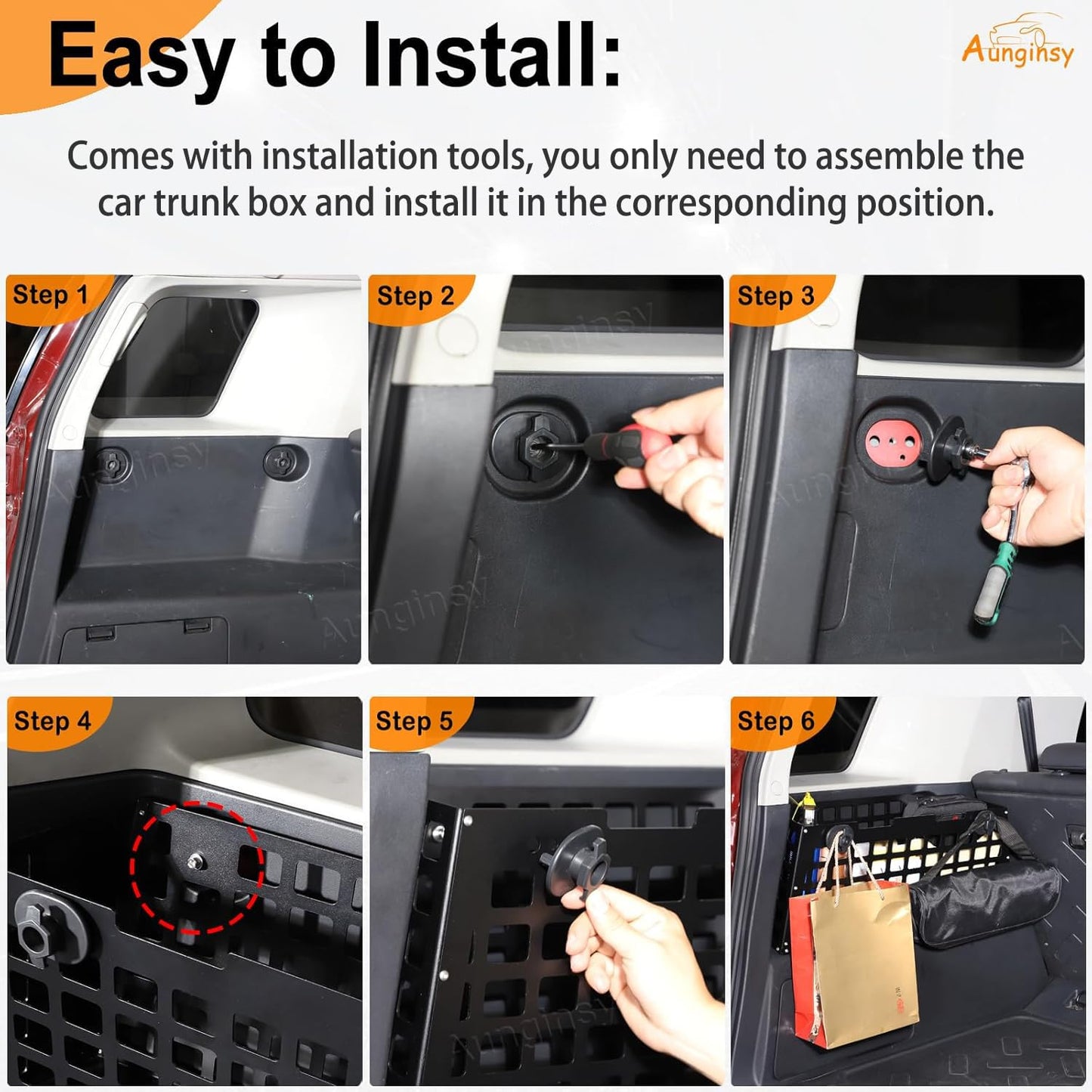 Aunginsy Car Organizer Compatible with Toyota FJ Cruiser 2007-2021 Aluminum Alloy Car Rear Left Side Storage Basket Bag Multifunctional Trunk Storage Box Organizer