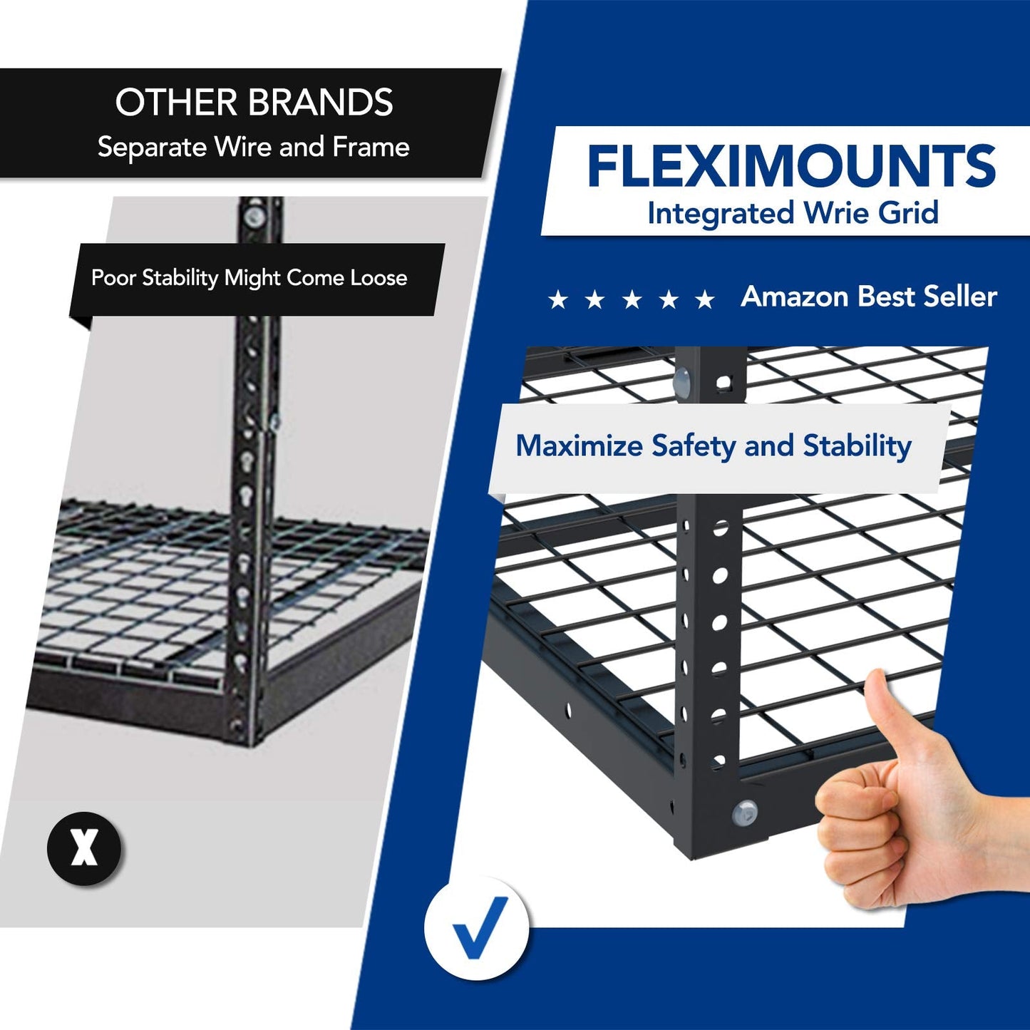 FLEXIMOUNTS 3x6 Overhead Garage Storage Adjustable Ceiling Rack 72" Length x 36" Width x 40" Height, 450lbs Weight Capacity, Black, Classic Series