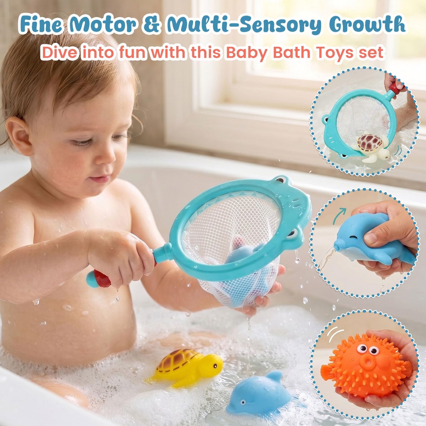 Shindel 16 PCS Baby Bath Toys, Floating Pool Toys for Kids Toddler Boys Girls