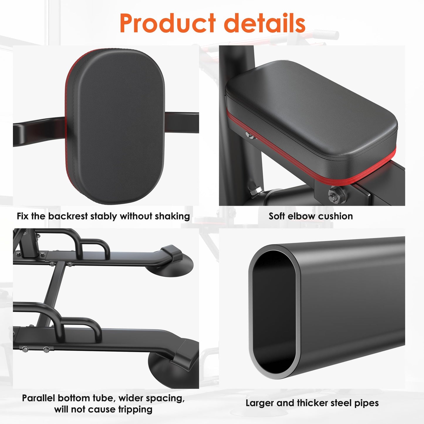 SogesPower Power Tower Pull Up Bar Station, 12-Level Adjustable Multi-Function Pull Up Dip Station for Home Gym, Pull Up Bar Stand Dip Bar Strength Training Fitness Equipment, Black