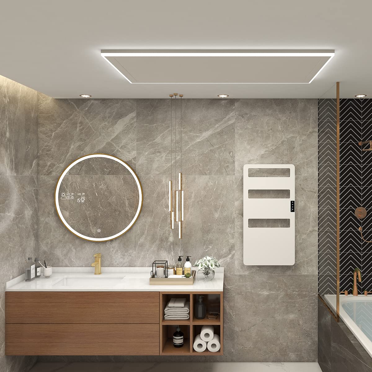 Evokor Towel Warmer with Timer for Bathroom, Heated Towel Rack Wall Mounted, Electric Towel Warmers, Bath Towel Heater, Bath Towel Dryer, Hardwired or Plug-in - 35 x18 inch