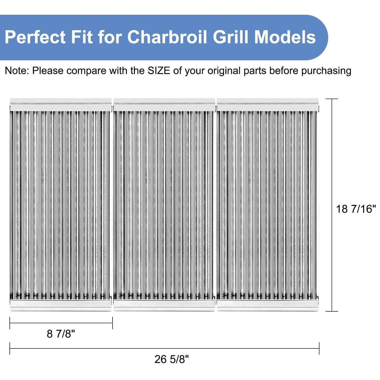 Criditpid Stainless Steel Grate & Emitter Plate, Burners & Ignitors, Heat Tents & Carryover Tubes Kit Replacement for Charbroil 463247412 463257110 463247009 463247109 463225312 463270909 Gas Grill.