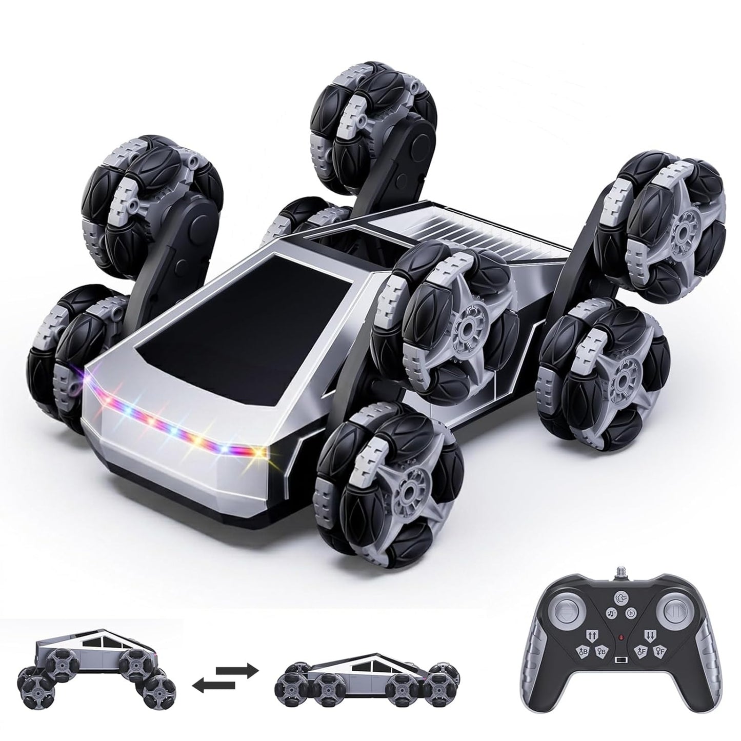 Bsgifts Remote Control Car, 8 Wheels RC Stunt Car with LED Lights & Music, 2.4GHz RC Drift Car for Boys Aged 6-14, Christmas Birthday Gift for Kids