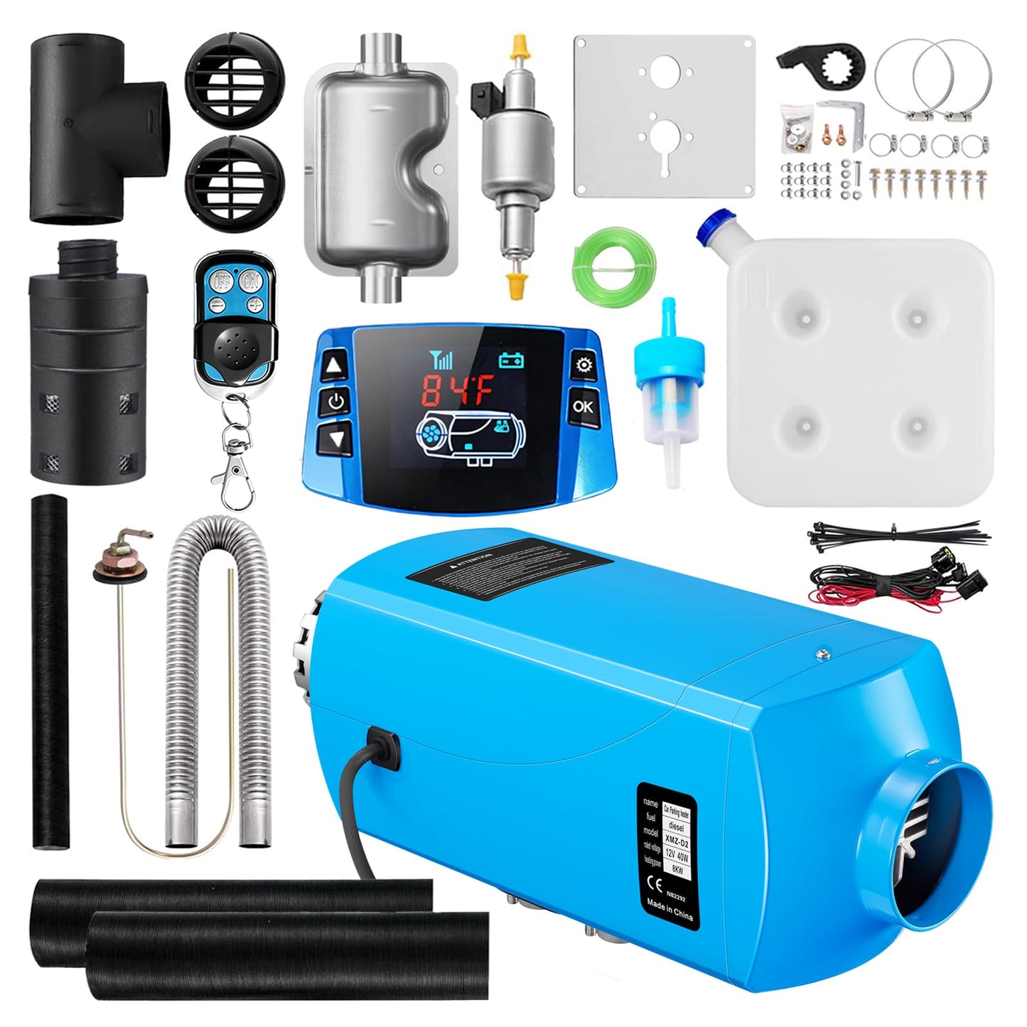 VOYOCHT Diesel Heater 8KW, Aluminum Housing, Diesel Air Heater 12V, Fast Heating, Diesel Parking Heater High Altiude with Controller & 15L Tank for Trucks, Trailers, Boats, RVs and Motor-homes