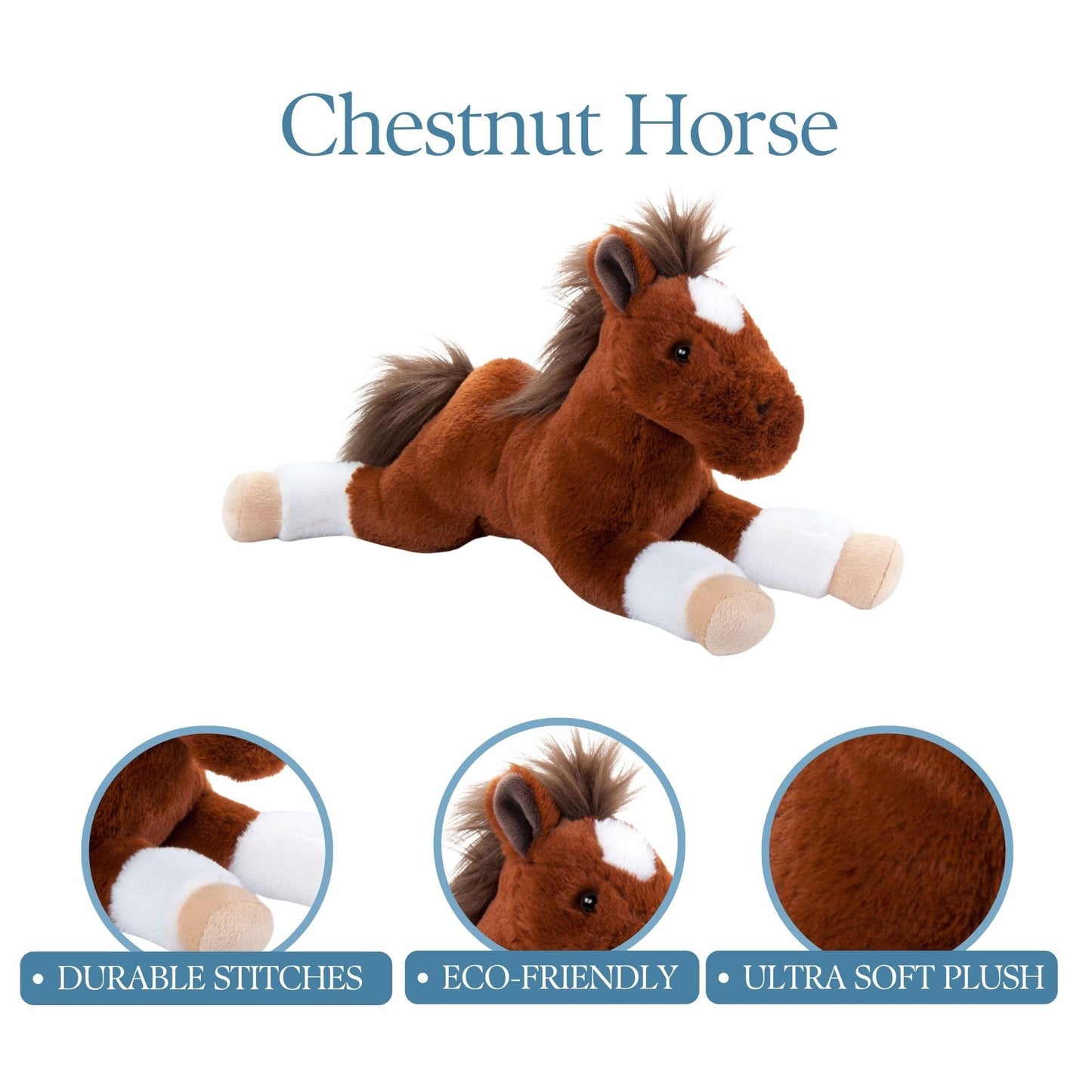 The Petting Zoo Floppy Chestnut Horse Stuffed Animal Plushie, Gifts for Kids, Wild Onez Barnyard Animals, Brown Horse Plush Toy, 16 inches