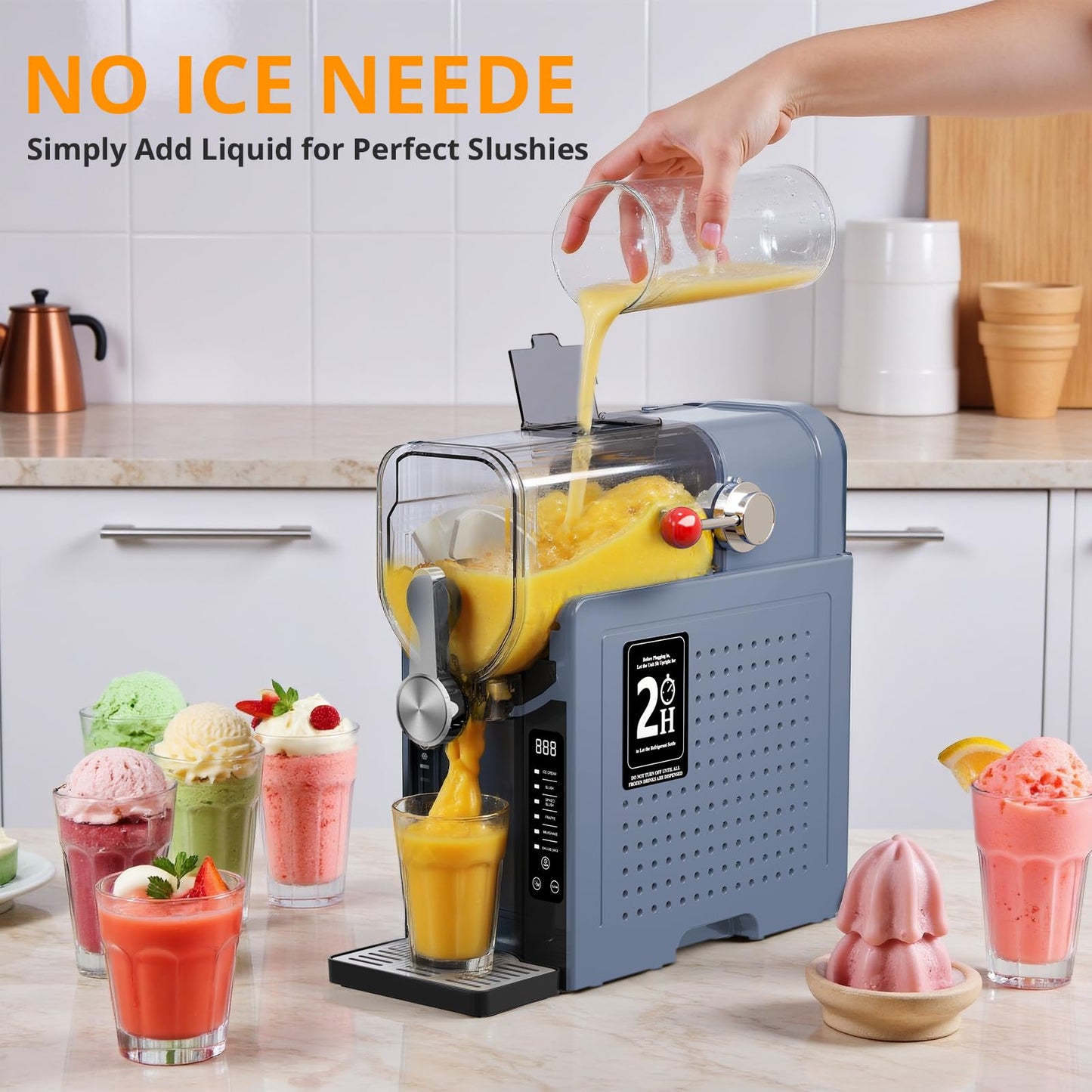 Slushie Machine, Sand Ice Maker, Frozen Drink Maker with 6 Preset Modes | No Ice Needed | Self-Cleaning Slush Machine for Home or Commercial Use | Perfect for Smoothies, Margaritas, Milkshakes
