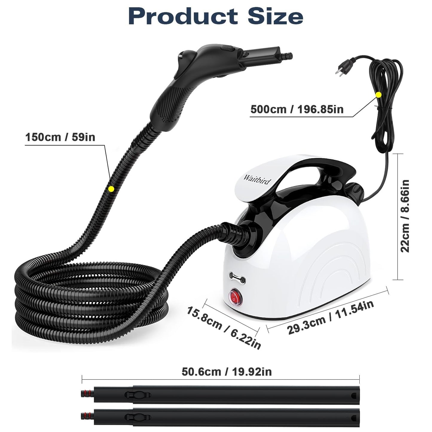 Steam Cleaner, Steam Cleaner For Home, Handheld Steamer For Cleaning With 21 Accessories, 248 °F High Temperature, Suitable for Grout, Floor. Sofas, Upholstery, White