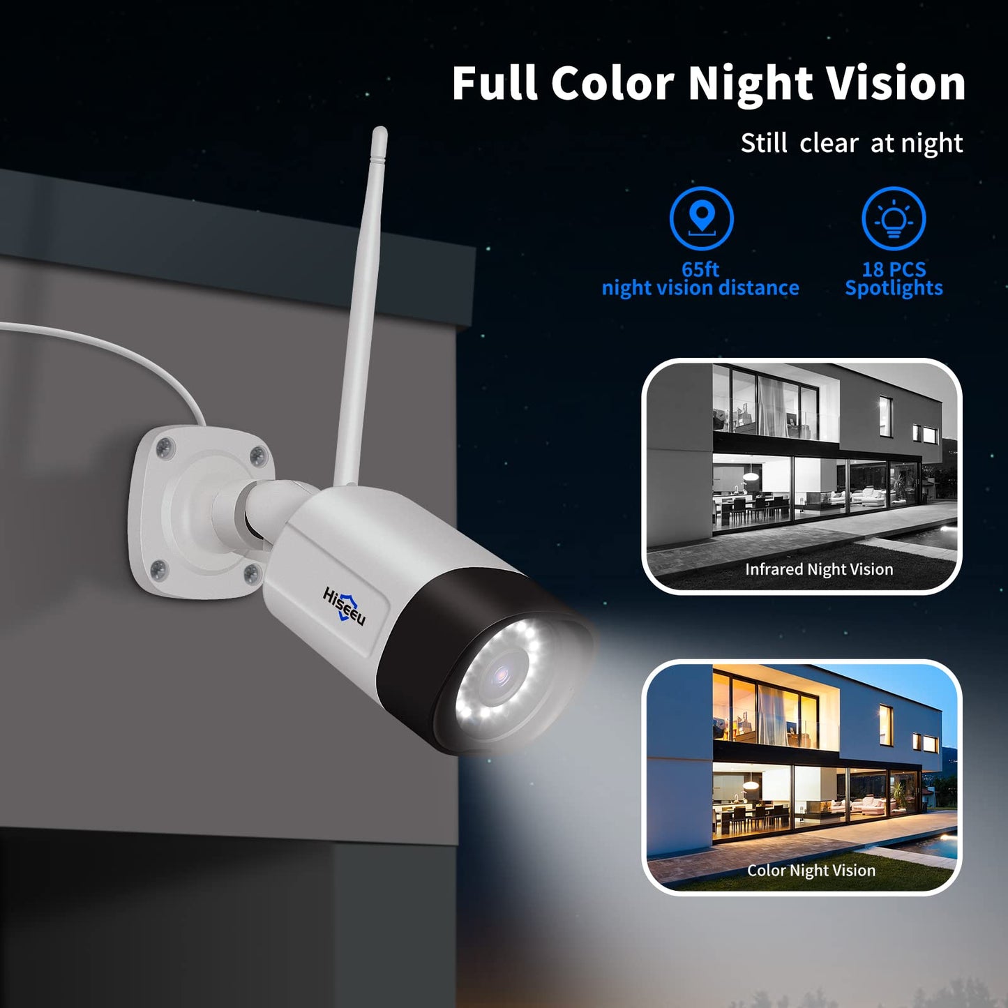 Hiseeu 2.5K 5MP WiFi Security Camera System Outdoor,Expandable 16CH 8MP NVR, 1TB HDD,Spotlight,2 Way Audio, IP66 Waterproof, Motion Alert, DC Power Plug-in, 24/7 Recording