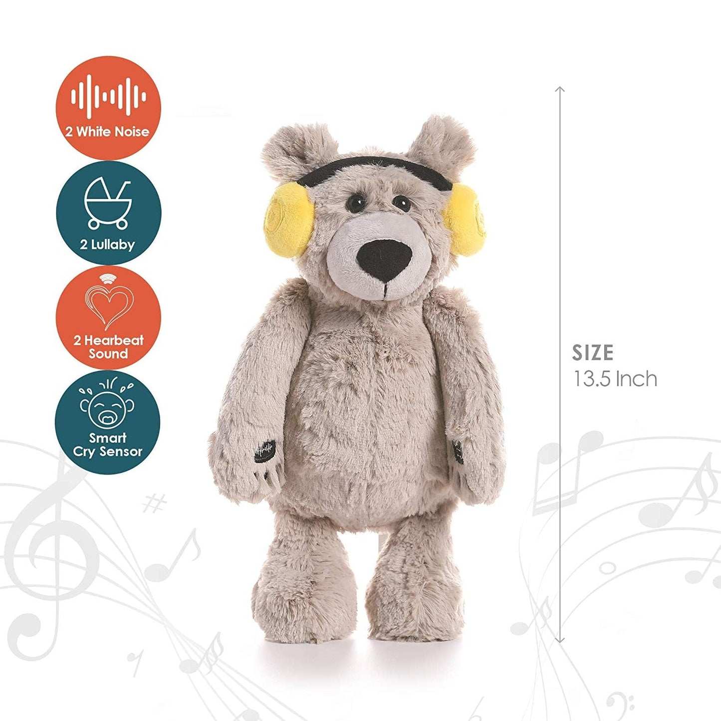BEREST Baby Sleep Soother Cry Activated Sensor Toys, Heartbeat Bear for Babies, Plush Stuffed Animal for Newborn Infants, Babies Toy Vibrating with Mom’s Heartbeat,Baby Shower Gifts for Boys and Girls