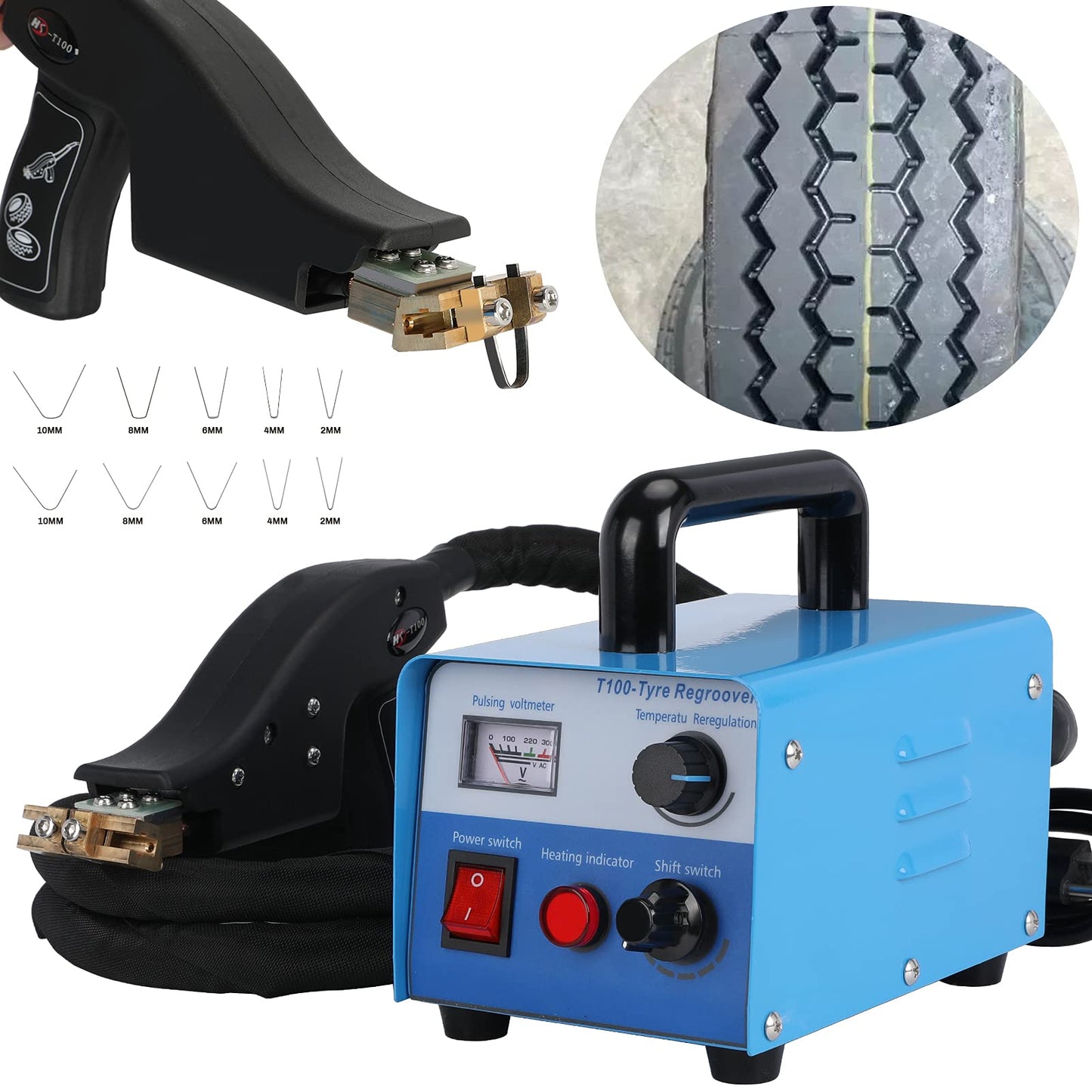DIYAREA Tire Iron Machine Grooving Tools,110V 400W Tyre Iron Regroover,Professional Tire Rubber Groover Machine with 20 pcs Blades Cutter Knives