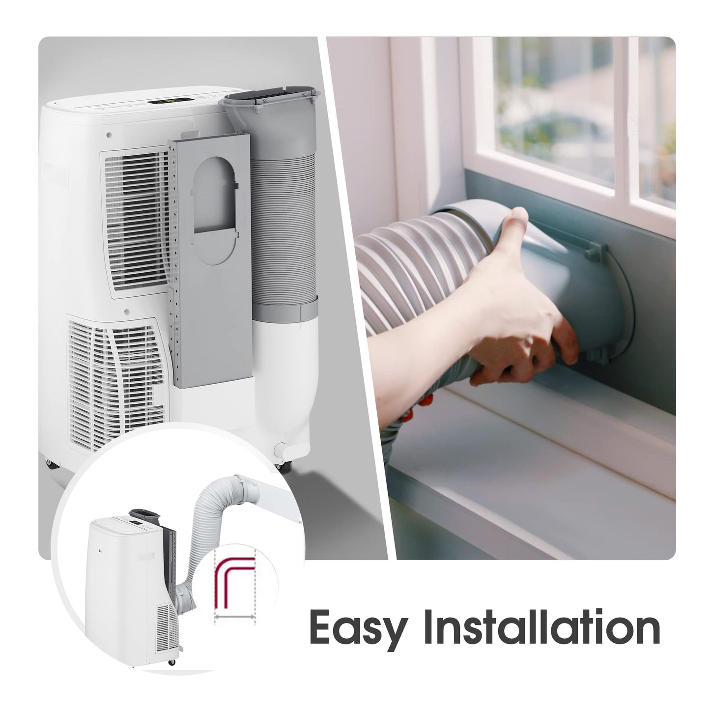 LG 10000 BTU SACC(14000 ASHRAE) Portable Air Conditioners [2023 New, Dual Inverter] Cools 450 Sqft Ultra Quiet & Easy Install WiFi App Medium & Large Room Air Conditioner AC Unit Home White LP1022FVSM