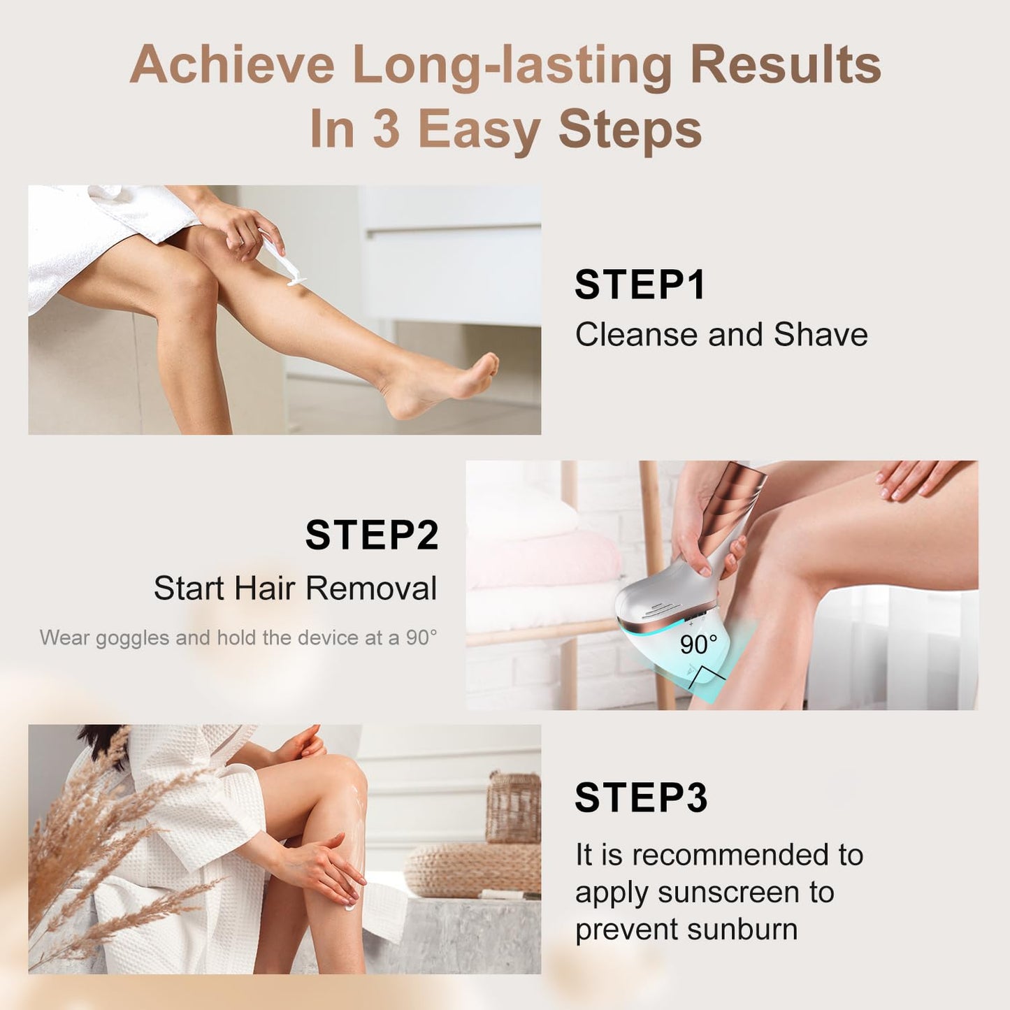 Aphrona® Hair Removal | For Full Body, Face, Sideburns, Stomach, Arms | Easy to Use |Safe & Effective Laser Hair Remover | Long-Lasting Hair Removal | FDA Cleared