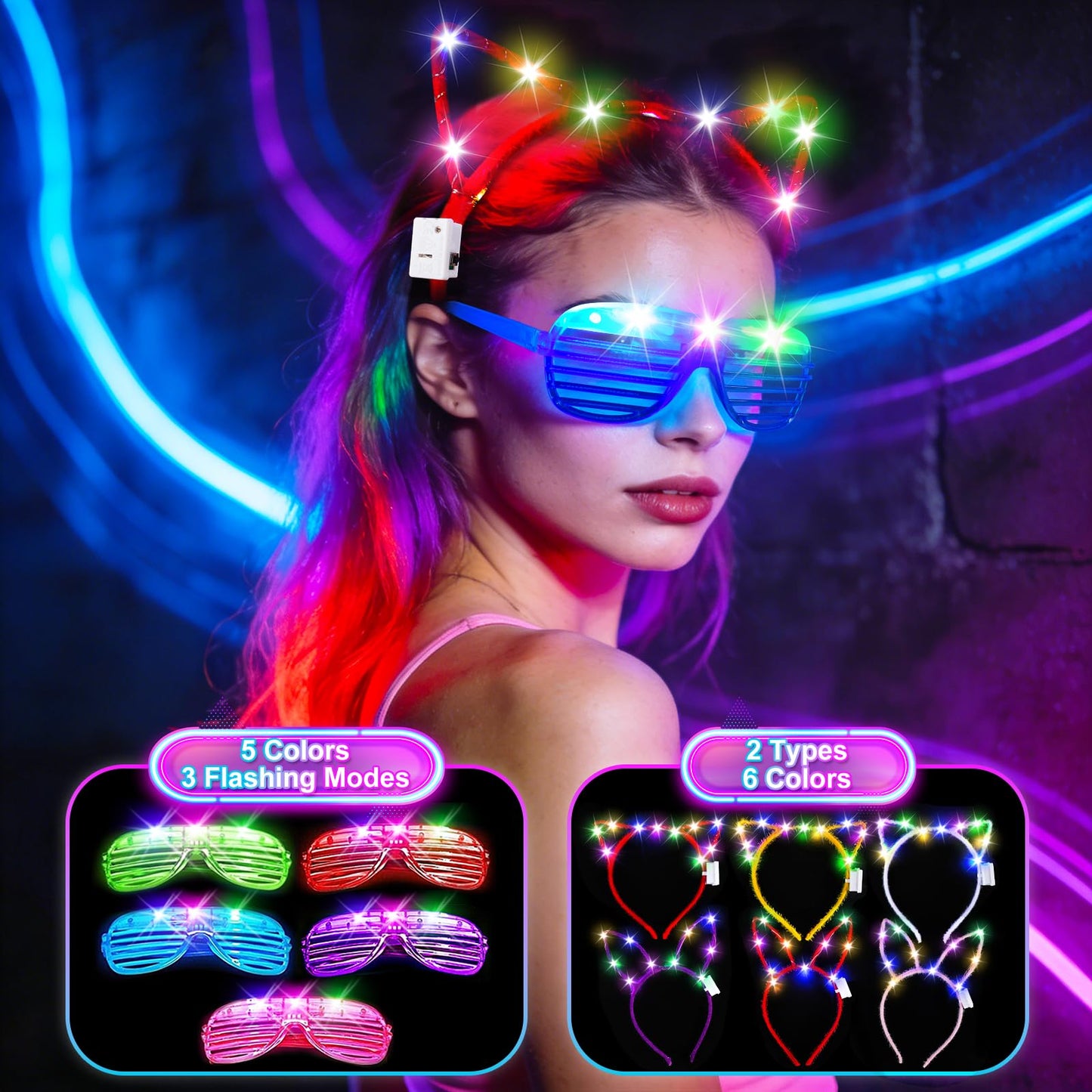 SHQDD 154PCS Glow in the Dark Party Supplies, Neon Party Accessories for Kids & Adults with Connectors and Glow Sticks to DIY, Light up Party Favors for Birthday, Concert, July 4th, Halloween