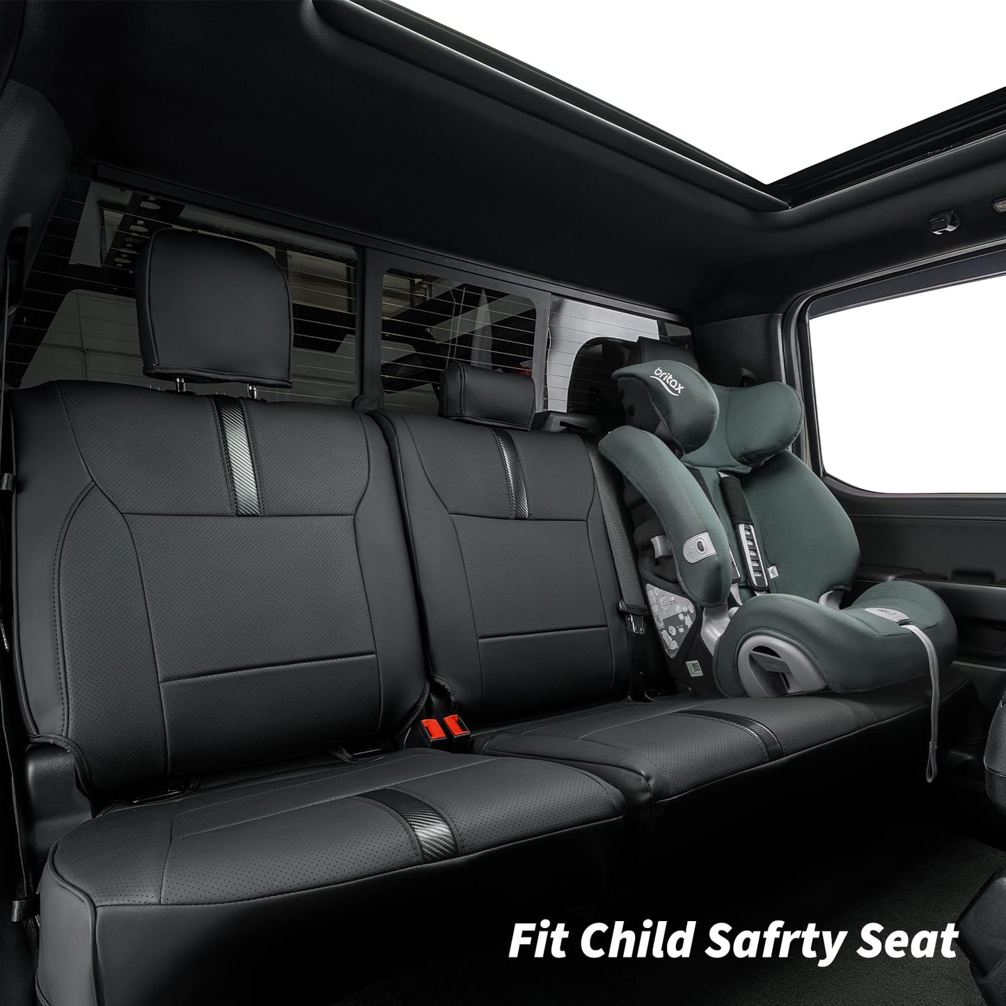 Car Seat Covers Custom for Ford F-150 | 2025 2024 2023 2022 2021 | Full Set for F150 SuperCrew CrewCab XL XLT | Pickup Leather Seats Protector Coverage Cushion F 150 Interior Accessories | Black