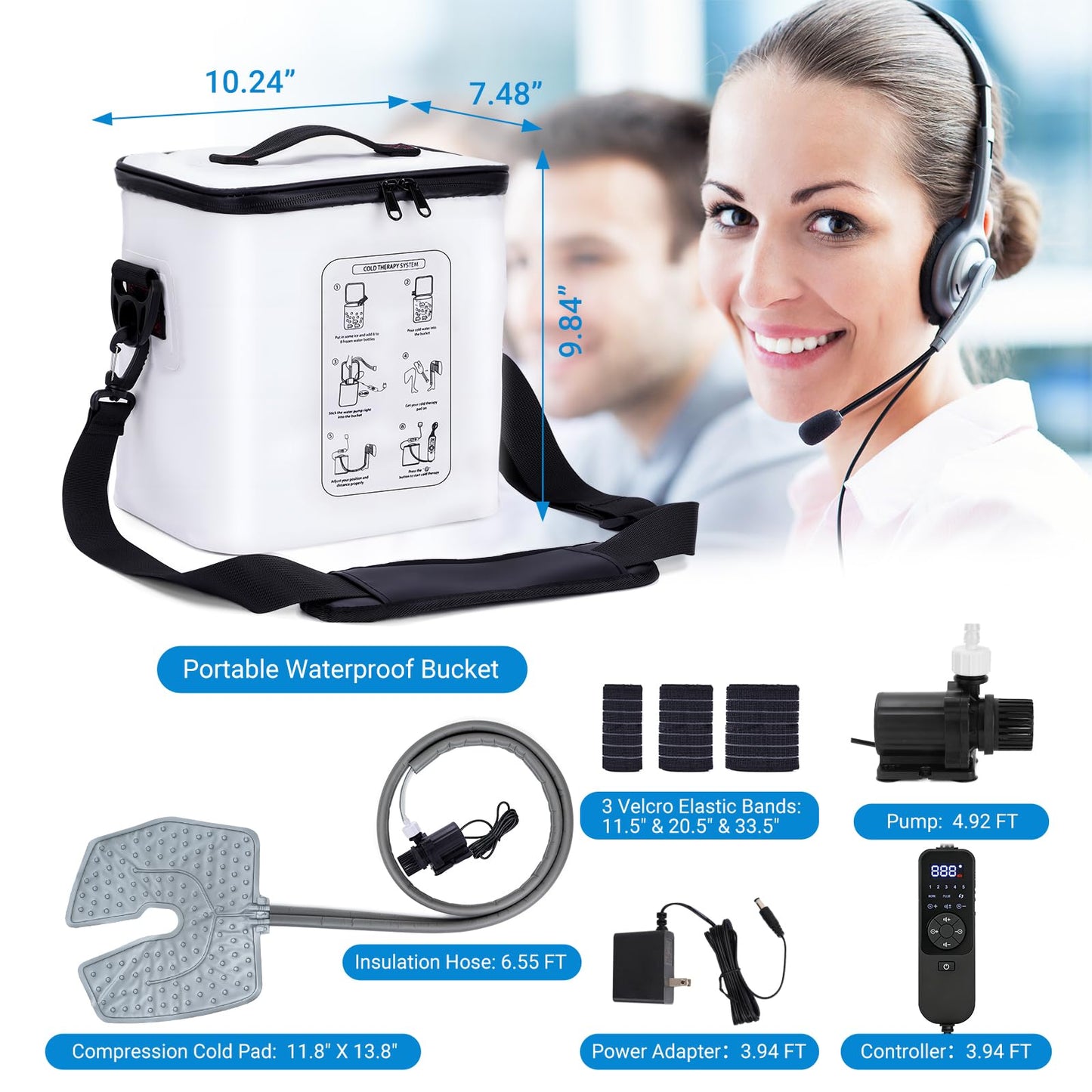 Ice Machine for Knee After Surgery - Programmable Cold Therapy Machine, Portable Ice Therapy with Quiet Pump, Digital Timer, 12Hrs Cooling for Knee Replacement Recovery & Sports Injury Pain Relief