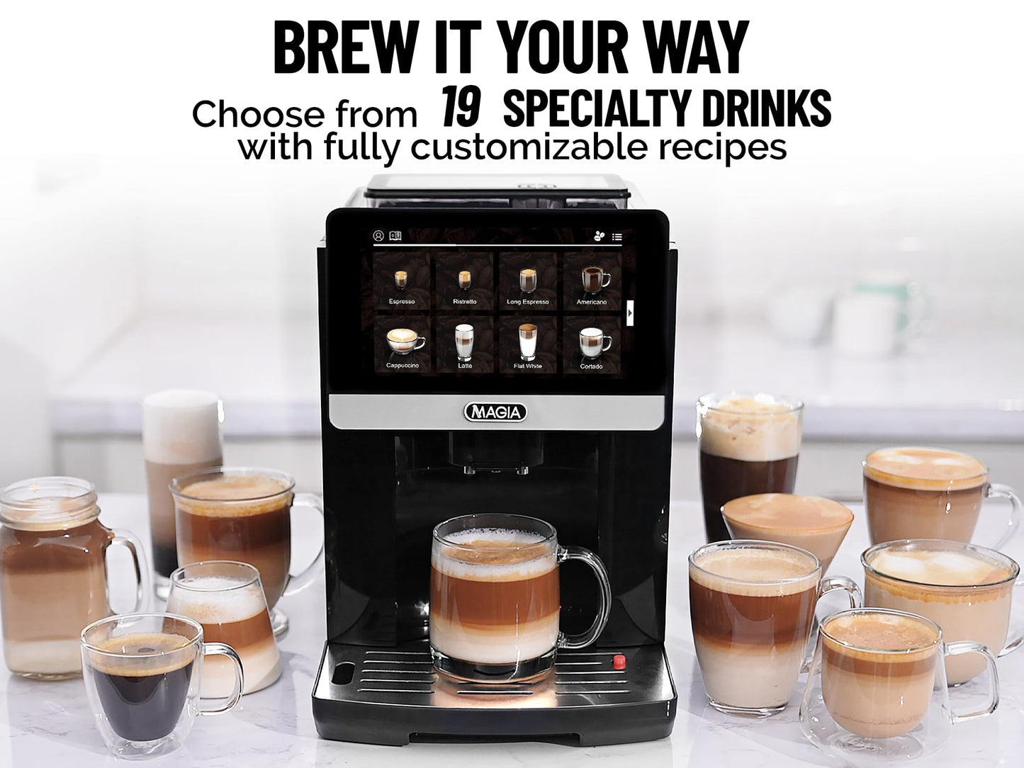 Zulay Magia Fully Automatic Espresso Machine With Grinder - 19 Customizable Coffee Options - Auto-Cleaning For Easy Maintenance - Milk-Foam System For Latte, Cappuccino - New Silver (13.8x18x9.4)