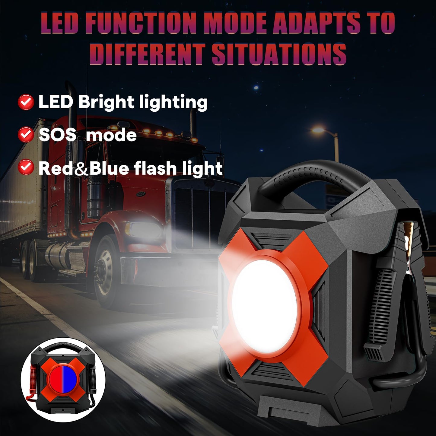 TAOOLP DM1264 Truck Jump Starter Heavy Duty: 30000A 12V Jump Starter Battery Pack for Semi and Diesel Truck Gasoline Diesel with 99L -Class 8 Heavy Duty, Can Be Active Under Extrem Conditions -40°F