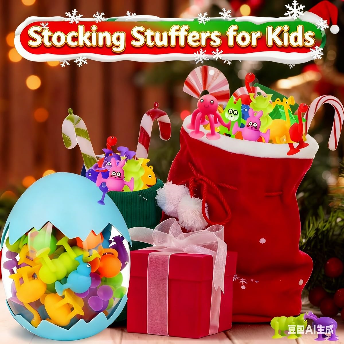 Toddler Suction Cup Bath Toys, Easter Basket Stuffers Animal Bath Toys for Kids Ages 1 2 3 4 5 Mold Free Bathtub Window Building Toys Christmas Stocking Stuffers Boys Girls Large Egg Container