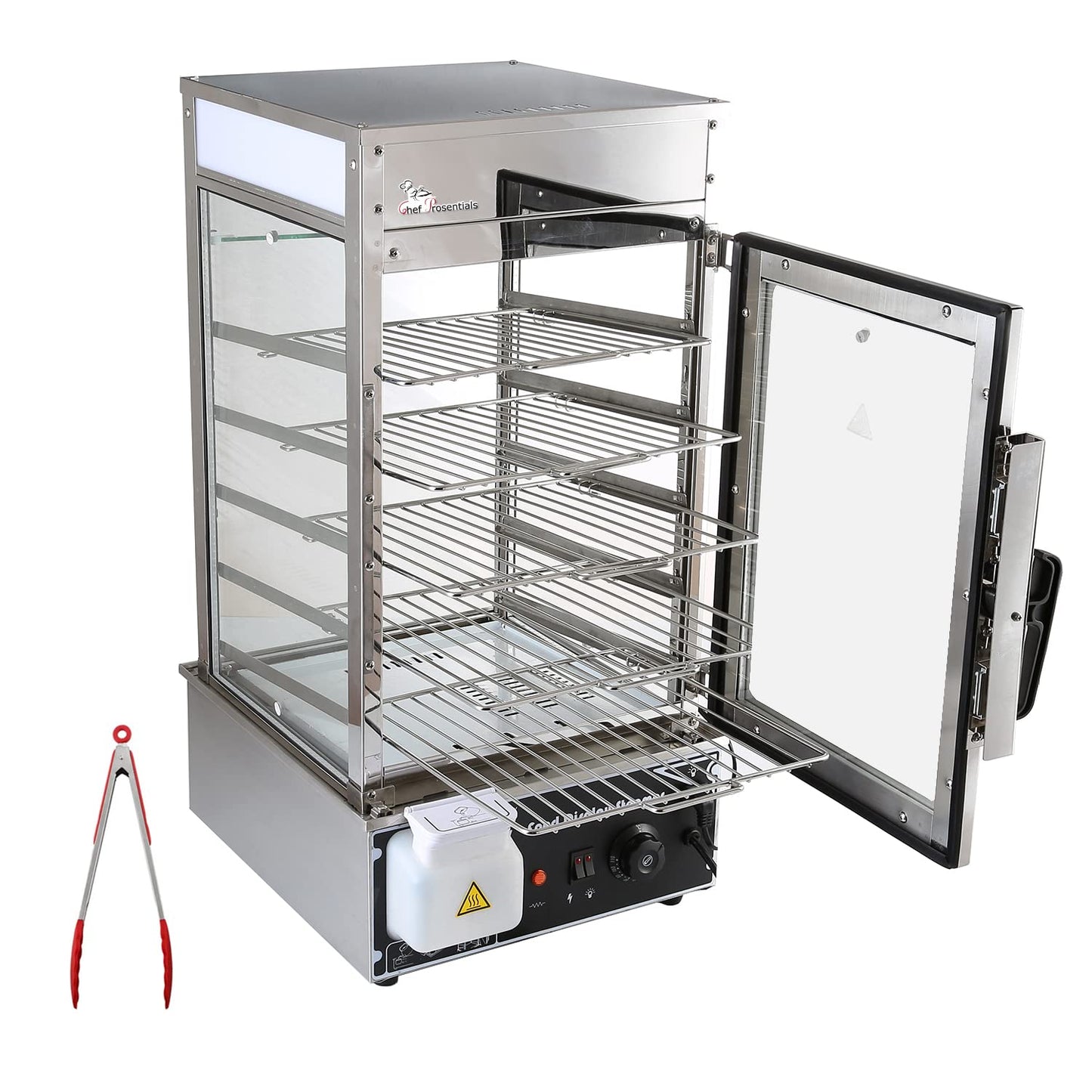 Chef Prosentials 5-Tier Electric Bun Steamer, Commercial Stainless Steel Food Warmer Display with Automatic Temperature Control, for Buns, Baozi, Siomai, Corn, Buffet, Kiosk, Restaurant
