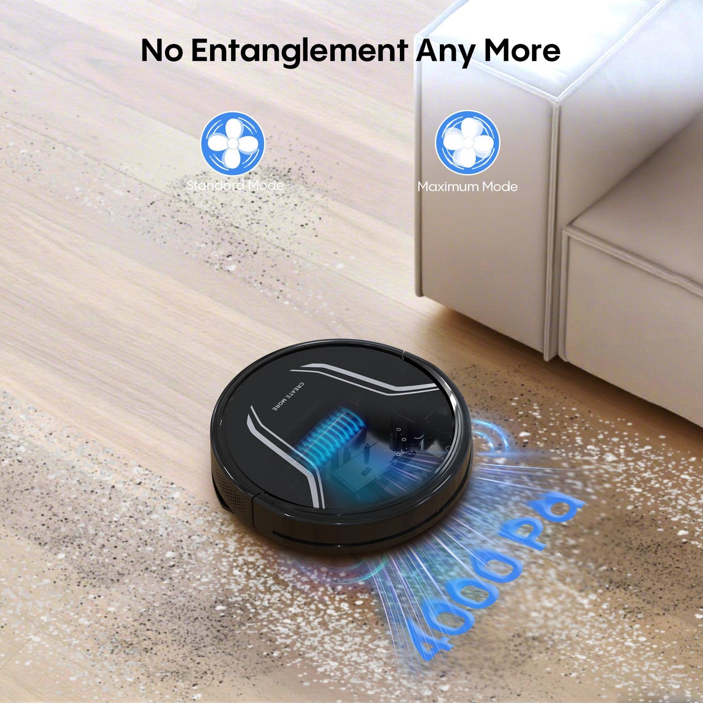 Bagotte Robot Vacuum and Mop, 5000Pa Mopping Robot Vacuum Cleaner with 3-in-1 Robotic Vacuum Cleaner, Multiple Cleaning Modes, Self-Charging, WiFi/Alexa/App, Ideal for Hard Floor, Pet Hair，Debris