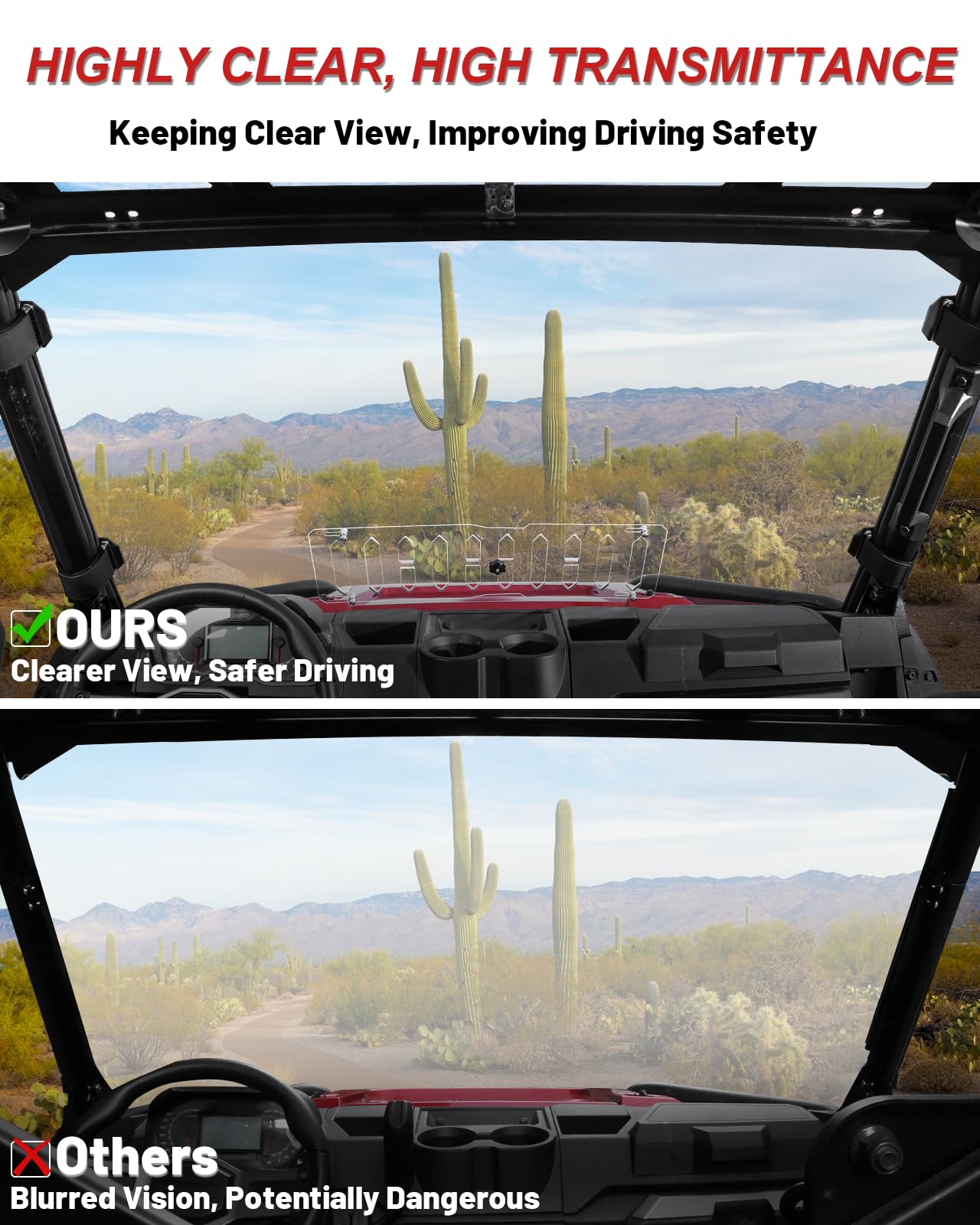 StarknightMT Full Windshield with Sliding Window Compatible with Polaris Ranger XP 1000 / Crew (2017-2026) & Ranger 1000 (2020-2026), Hard Coated Polycarbonate Vented Front Window