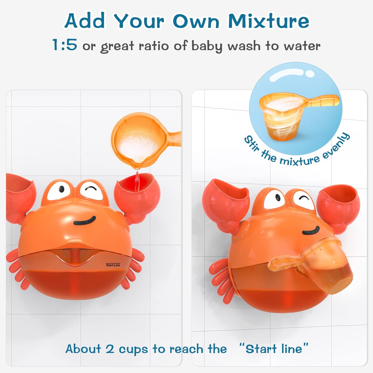 KINDIARY Bath Toy, Crab Bath Bubble Maker for Baby, Toddlers 1-3, Infants, Kids, Automatic Bubbles Machine Blower for Bathtub, Battery Operated