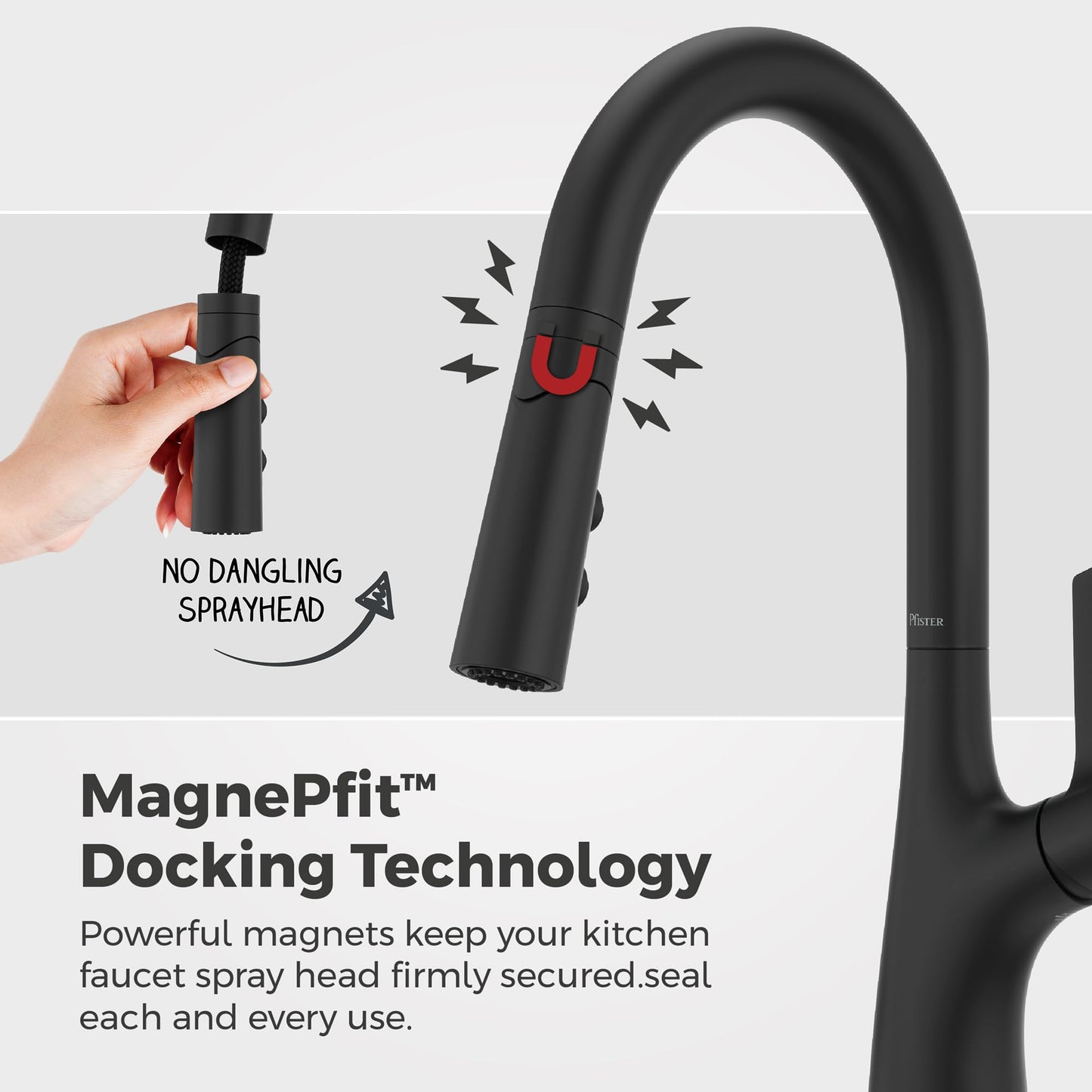 Pfister Ceylon Kitchen Faucet with Pull Down Sprayer and Soap Dispenser, Single Handle, NSF Certified, Spot Defense Matte Black Finish, F5297CLOSDB