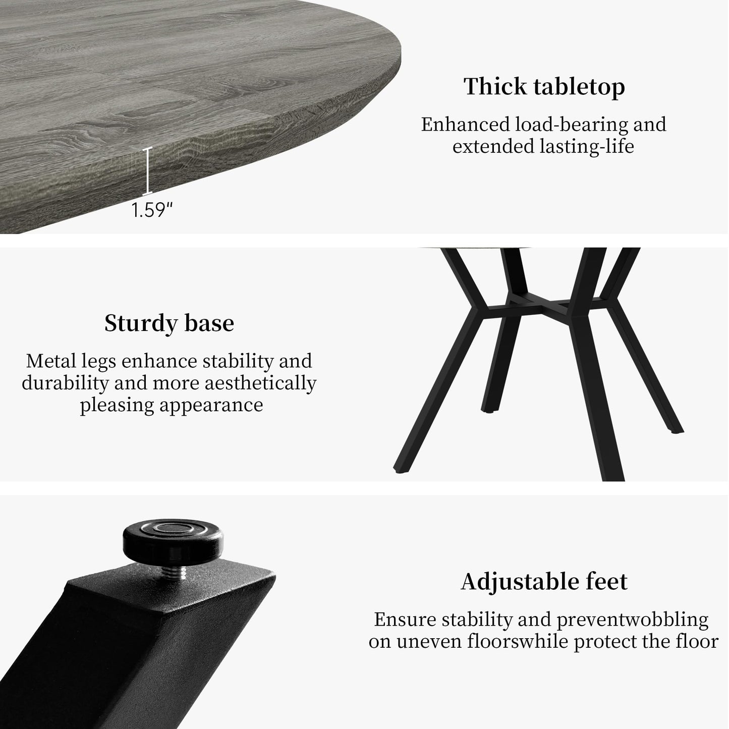 HIPIHOM Extendable Round Dining Table Set for 6 People, 43.3"-59.1" Extendable Kitchen Table with 6 Upholstered Chairs, Space Saving for Kitchen Dining Room (Grey Table+6 U-Shaped Brown Chairs)