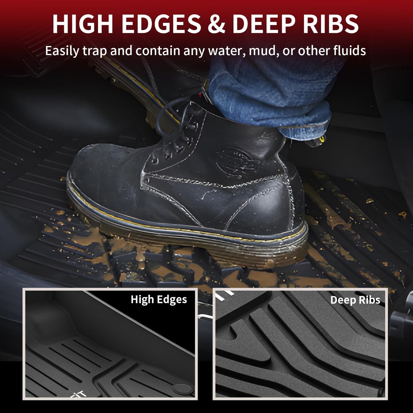 LASFIT Floor Mats for Honda CR-V 2026 2025 2024 2023 (Gasoline & Hybrid & e:FCEV), All Weather TPE Custom Fit Anti-Slip Pet Friendly Car Liners, 1st & 2nd Row Black