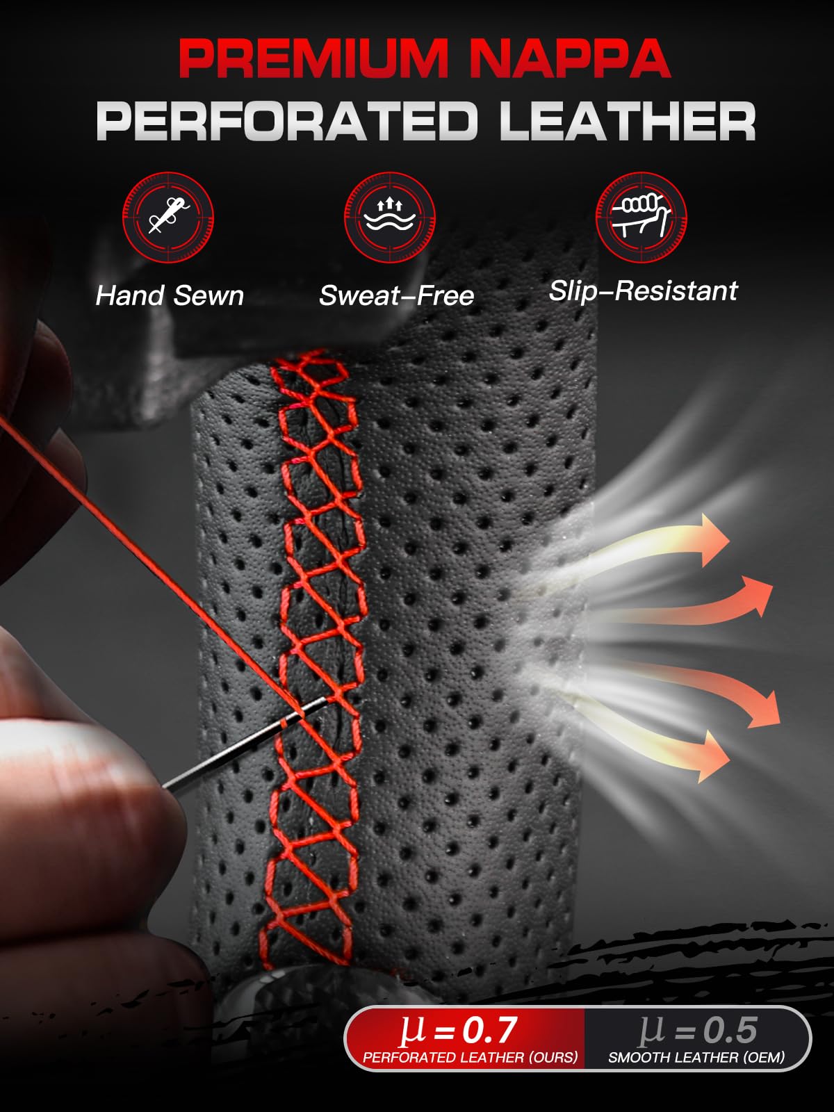 TESFEEL Real Carbon Fiber Steering Wheel for Volkswagen GTI 2015-2017 Nappa Perforated Leather with Hand Stitching D-Shaped