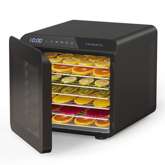 CROWNFUL Food Dehydrator Machine, 7 Stainless Steel Trays, Large Drying Space Dehydrated Dryer, Adjustable Timer and Temperature Control, Dryer for Jerky, Fruit, Meat, Herbs, 30+ Free Online Recipes