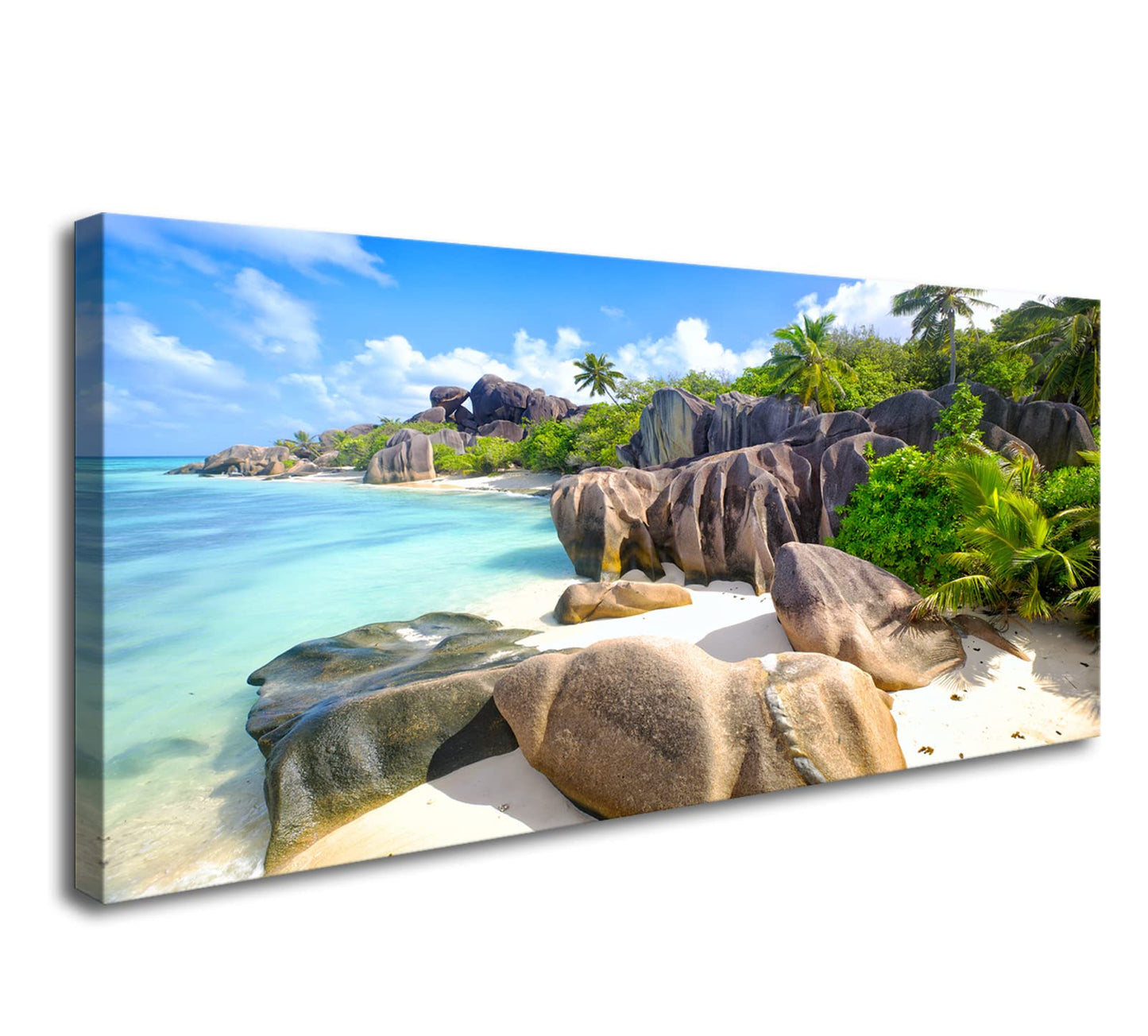 YYYYHPP YP0775 Beach Wall Art Picture Wall Art Stone Coconut Trees on Sands Beach Seascape Scenery Painting Nature Picture for Bedroom Home Office Wall Decor