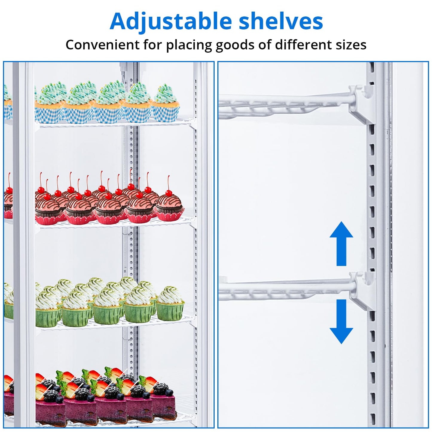 10.9 Cu.ft Commercial Display Refrigerator Case, 5-Tier Countertop Pastry Display Case, Adjustable Shelves, LED Lighting, Double-Layered Glass, Auto Defrost, for Bakery, Pastry, Restaurant, Cafe