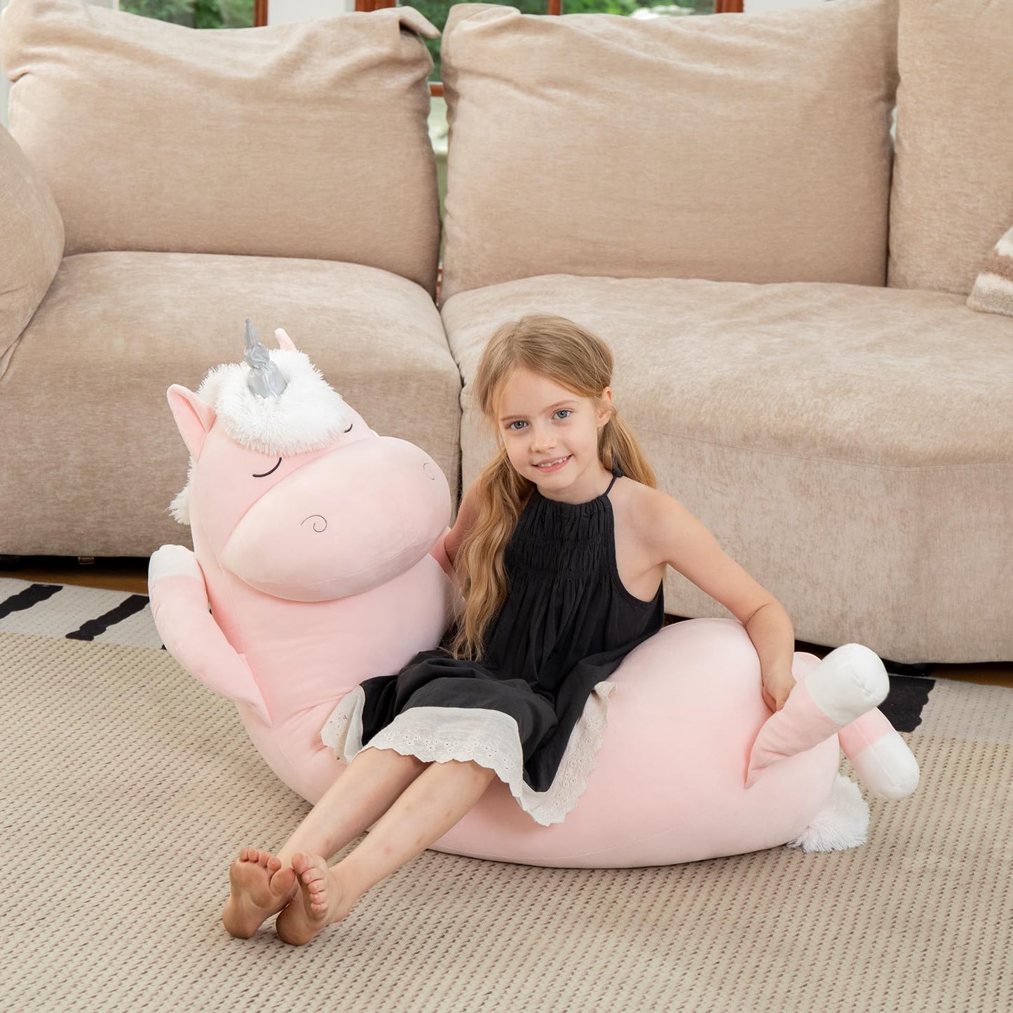 MorisMos 36.2" Unicorn Body Pillow Large Hugging Pillow Unicorn Stuffed Animal,Soft Plush Toy for Kids Girl, Animal Body Pillow, Pink