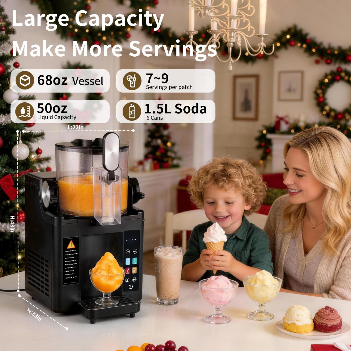 Slushie & Soft Serve Ice Cream Maker, Slushie Machine for Home,Frozen Drink Machine, No Ice Needed, Self Cleaning Slushy Machine, Perfect for Milkshake, Frozen Margaritas, Cocktail and More