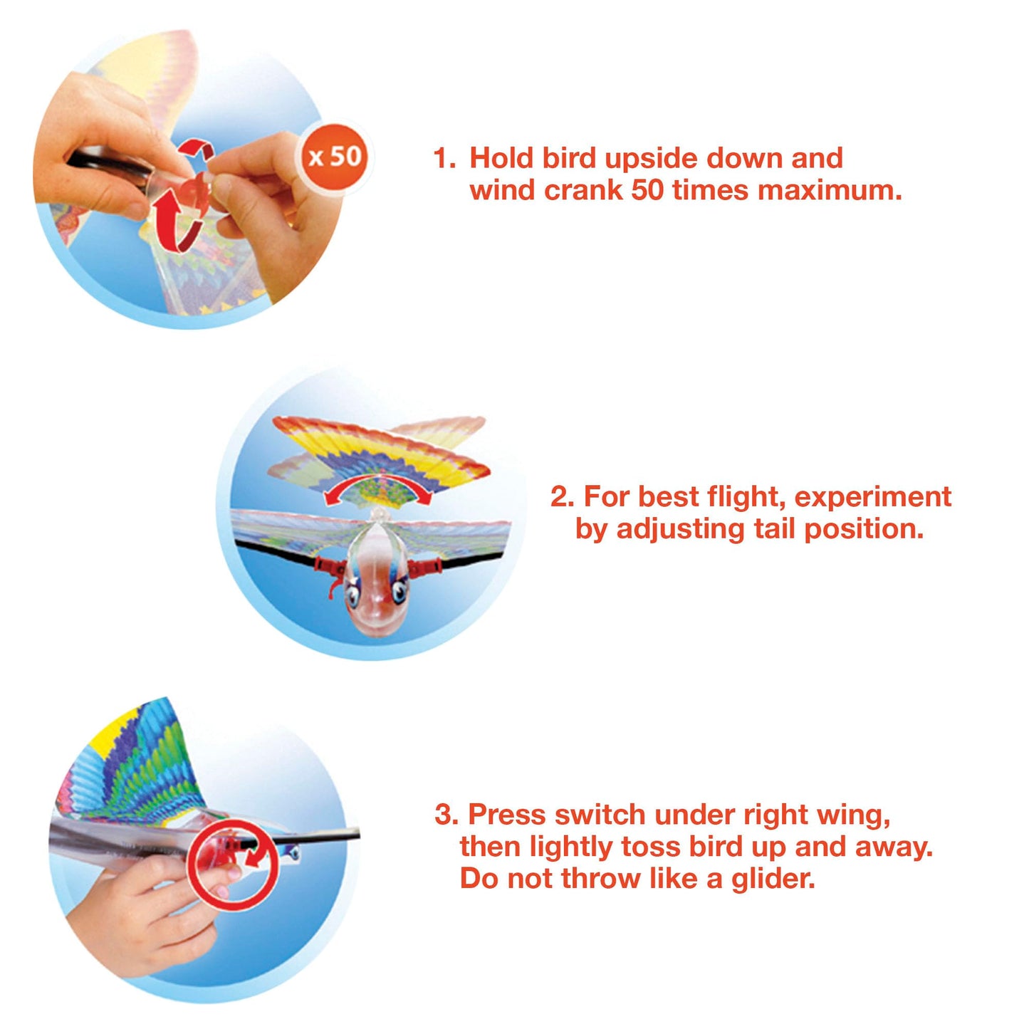 Schylling Tim Bird Flying Toy - Rubberband-Powered Mechanical Bird that Really Flies - Wings Flap and Flies 50 Feet - Ages 7 and Up