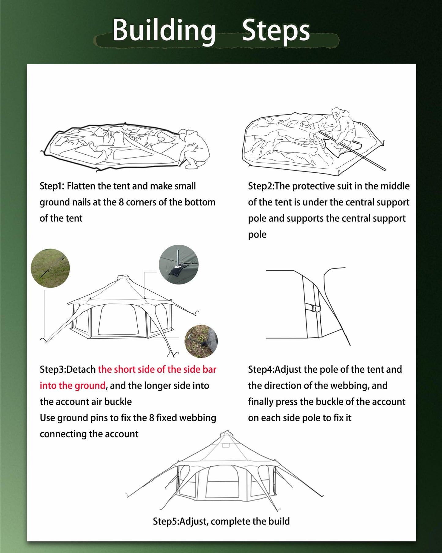 Kanggogo Cotton Canvas Tent Bell - Yurts Breathable and Windproof,Glamping for 6/8/10Person Family Camping (Green)