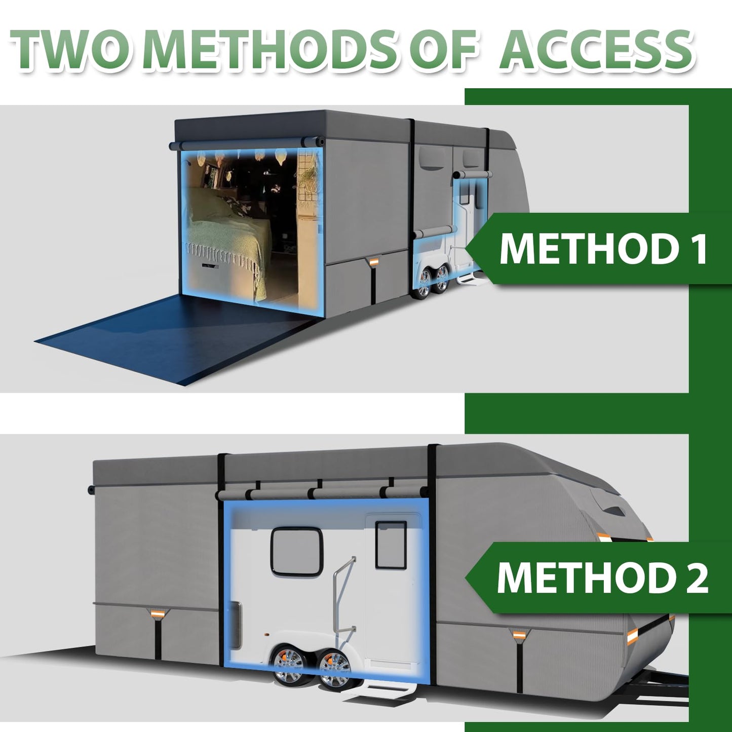 RV Cover, Camper Cover 24-27ft Vehicles, Motorhome and Travel Trailer Protection with Roof Cover, Heavy-Duty 8-Layer Waterproof Rip Resistant Anti-UV