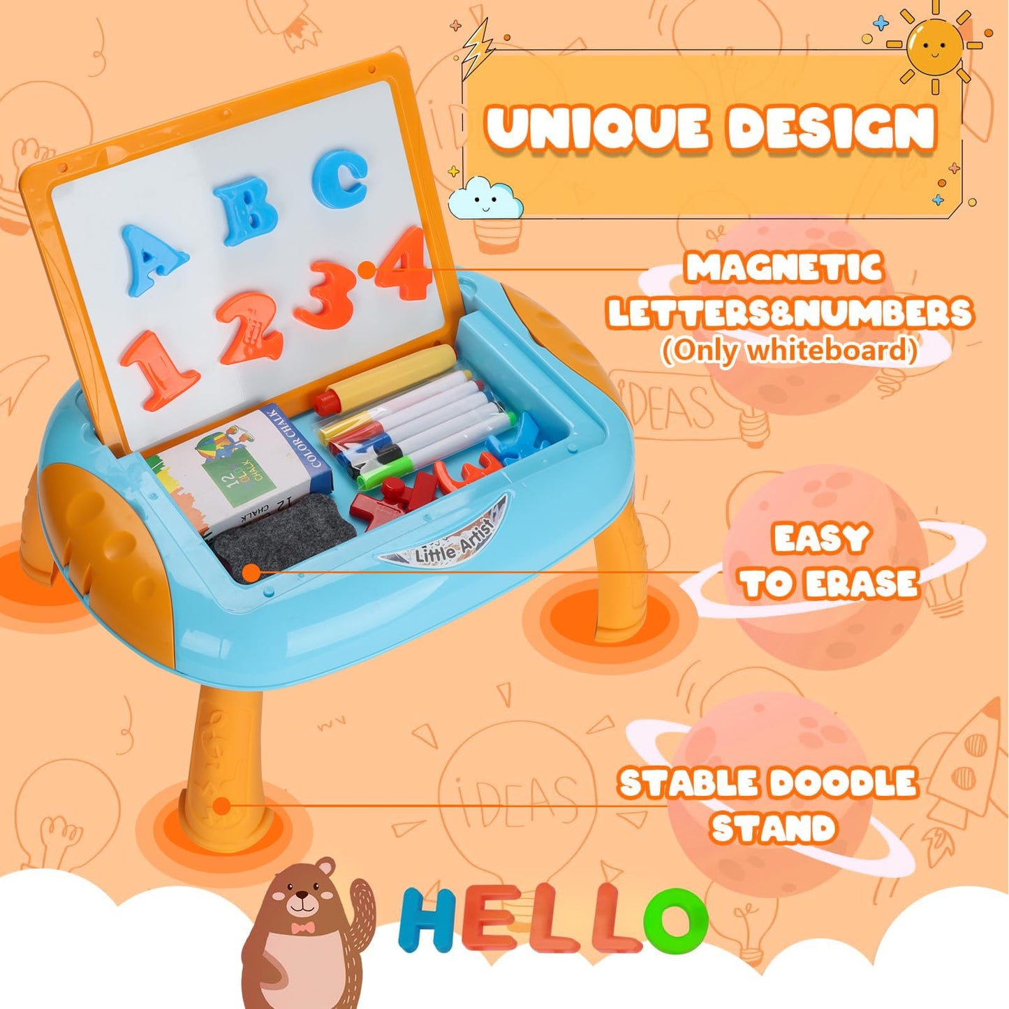 Cokzer Toys for 1-2 Year Old Boys, Toddler Boy Toy with Magnetic Letters and Numbers, Learning and Educational Toys for 1 2 Year Old, Boys Birthday (Blue,Orange)