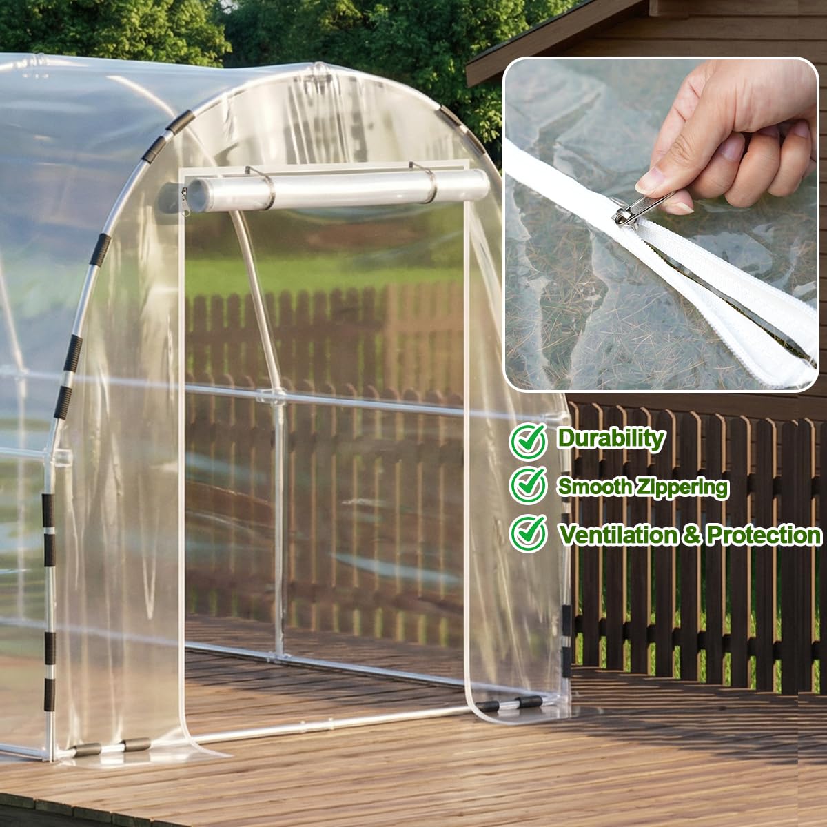 9.8x7.9x6.5 FT Greenhouses for Outdoors, Green Houses for Outside with Plastic Film, Walk-in Greenhouse with Heavy-Huty Galvanized Steel Tube (Load Capacity: 440 LB) for Garden Plant Winter
