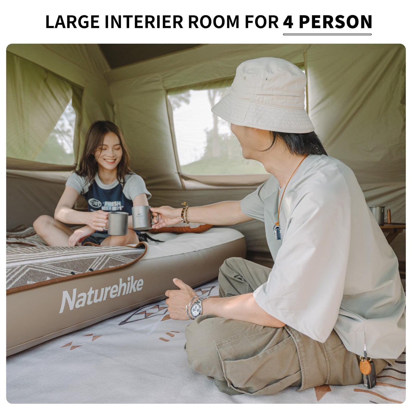 Naturehike Village Camping Tent,4/6/8 Person Tents for Camping, 60S Easy Setup Instant Tent for Family Camping, Car Camping