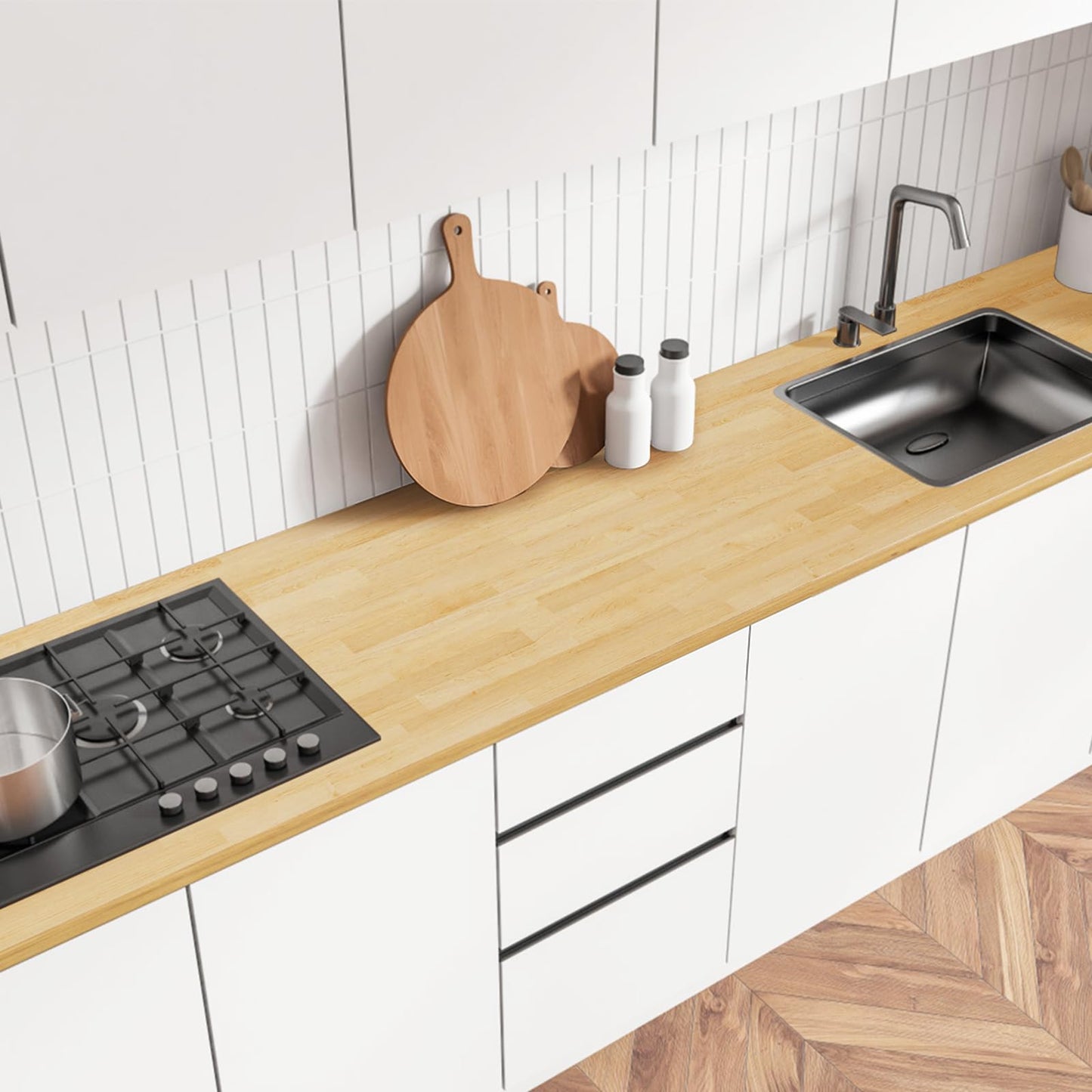 Butcher Block Countertop Table Top - Unfinished Solid Wood Countertop 1.5in Thick Unfinished Surface for DIY Washer Dryer Cutting Board Kitchen - 4ft L x 25" W