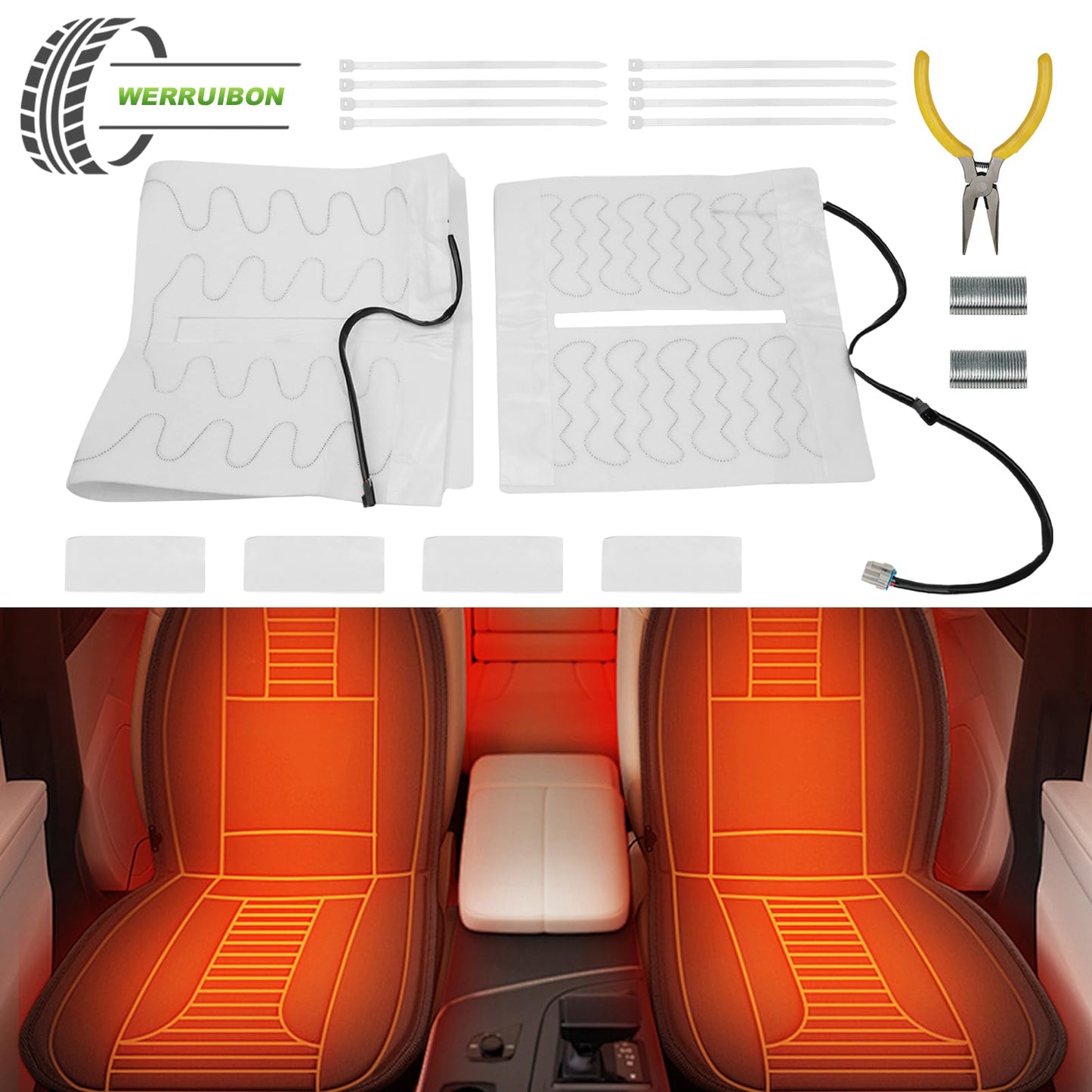 Werruibon Front Seat Pad 2003-2007 Chevy/for GMC Pickup Truck SUV 15193975 641106 641105 88940288 88940289（Heating）
