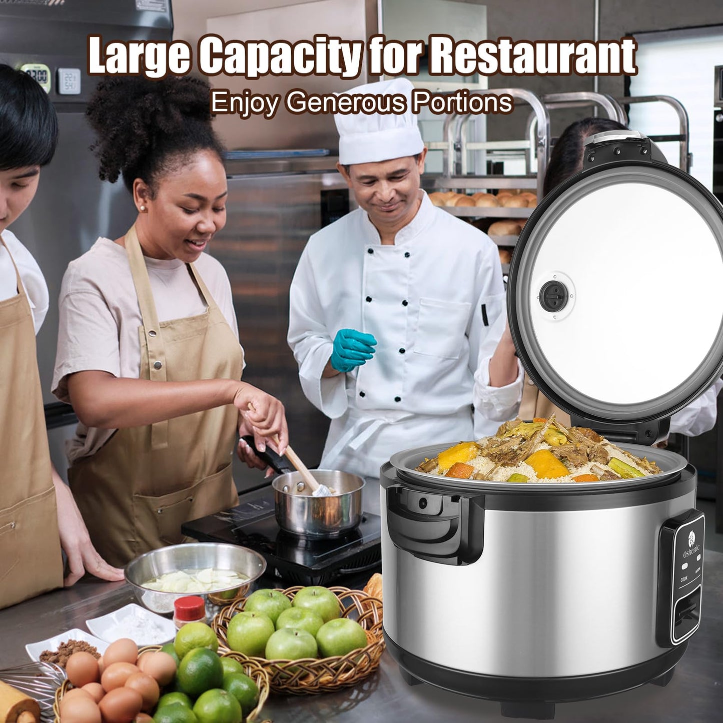 Oshenic Commercial Rice Cooker & Warmer 60 Cups (Cooked),13.8 Qt / 13 Liter Large Capacity Rice Cooker,Auto Keep Warm,Non-Stick Inner Pot,One-Touch Operation,1350W Fast Cooking Electric Rice Cooker