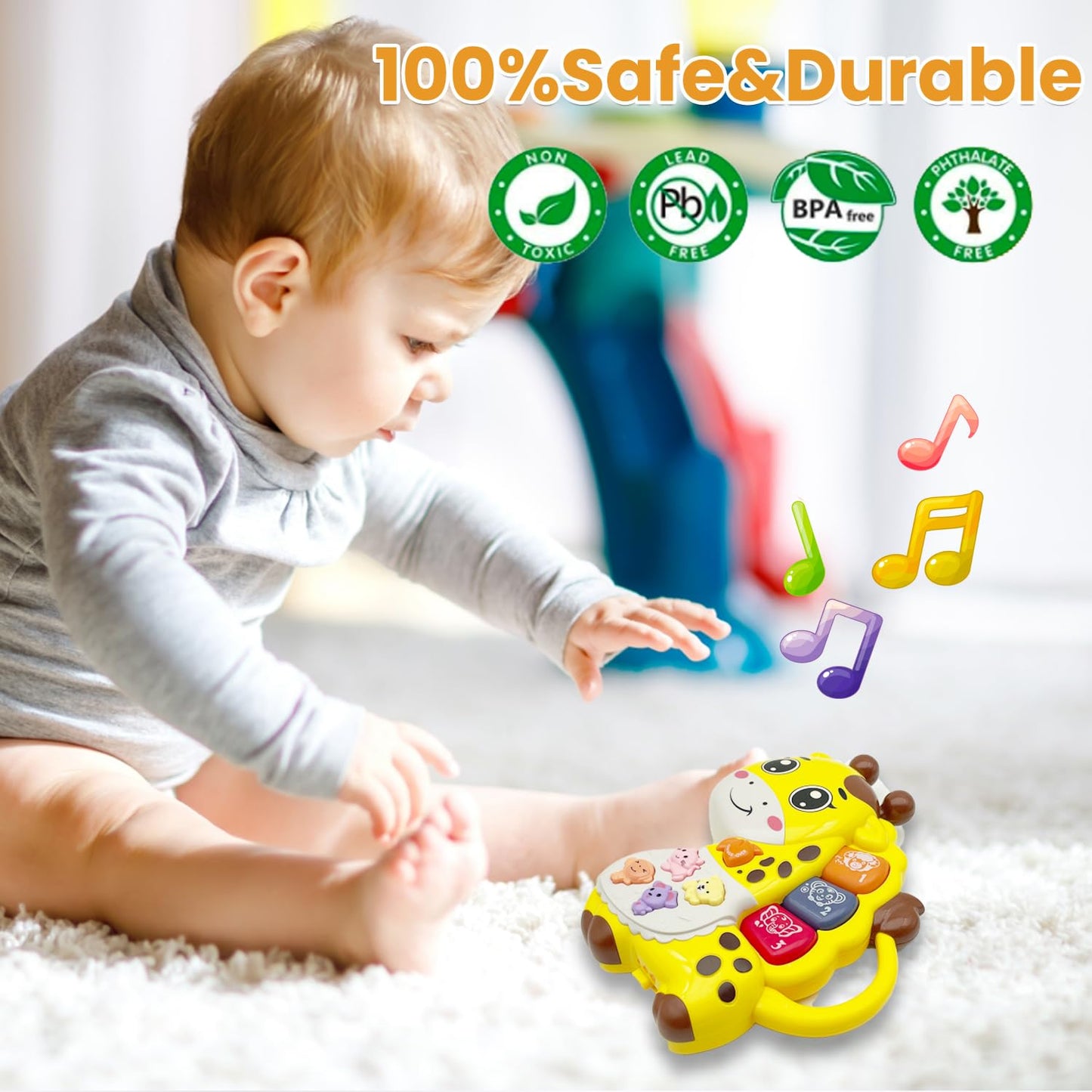 AFKSTL Baby Piano Toy, 6-12 Months Light Up Musical Baby Toys for 0 3 6 9 Months, Early Learning Educational Boys Girls Gifts (Giraffe)