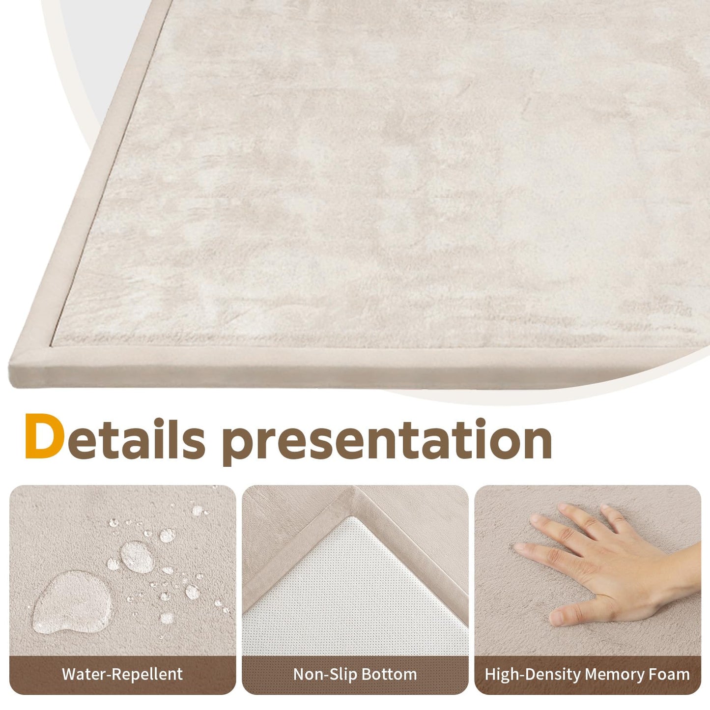 COLLACOCO Baby Play Mat for Floor, 59"x79" Playpen Mat, 1.3" Thick Memory Foam Tummy Time Mat, Soft Coral Velvet Nursery Rug, Easy-Care & Non-Slip Cushioned for Infants, Kids, Toddlers Crawling, Beige