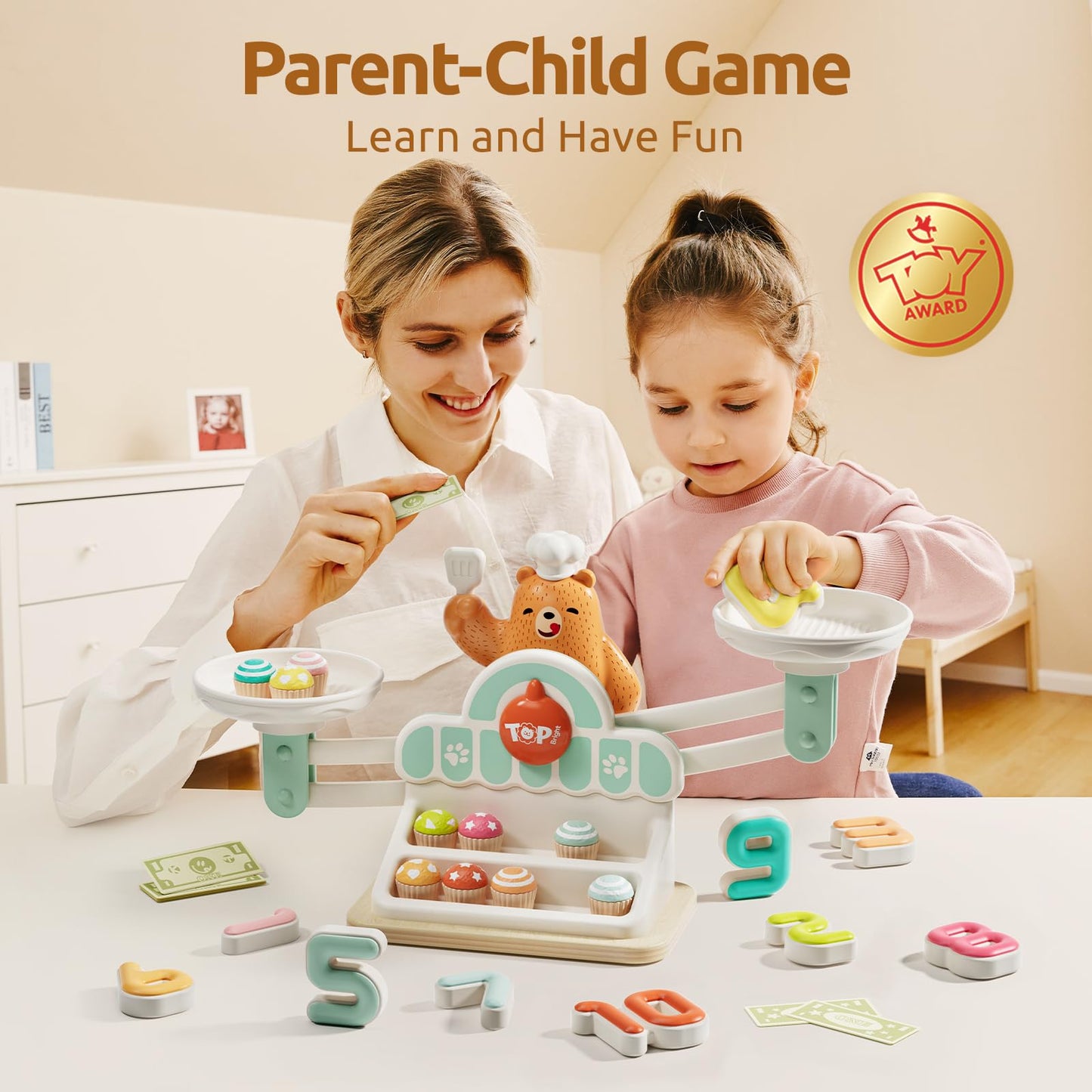 TOP BRIGHT Balance Math Game for Kids - STEM Toys for 3 Year Old Girls Boys Gifts, Balance Counting Toys Educational Kindergarten Preschool Learning Toys for Age 3 4 5