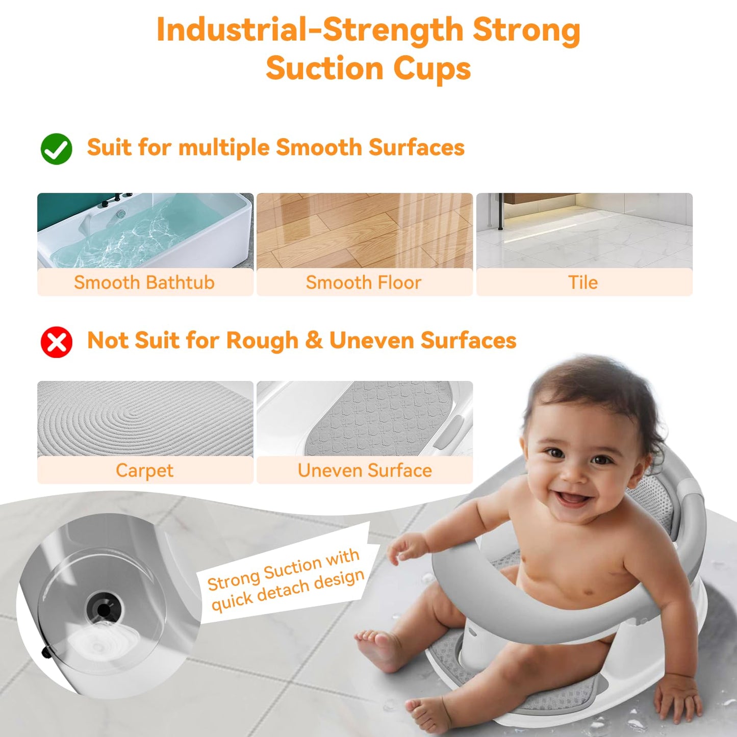 Baby Bath Seat for Babies 6 Months & Up - 360° Protection Bath Seats for Babies Sitting Up | Baby Bath Chair with Temperature Alert & Cushion | Toddler Bath Seat Newborn Infants Baby Bathtub Seat