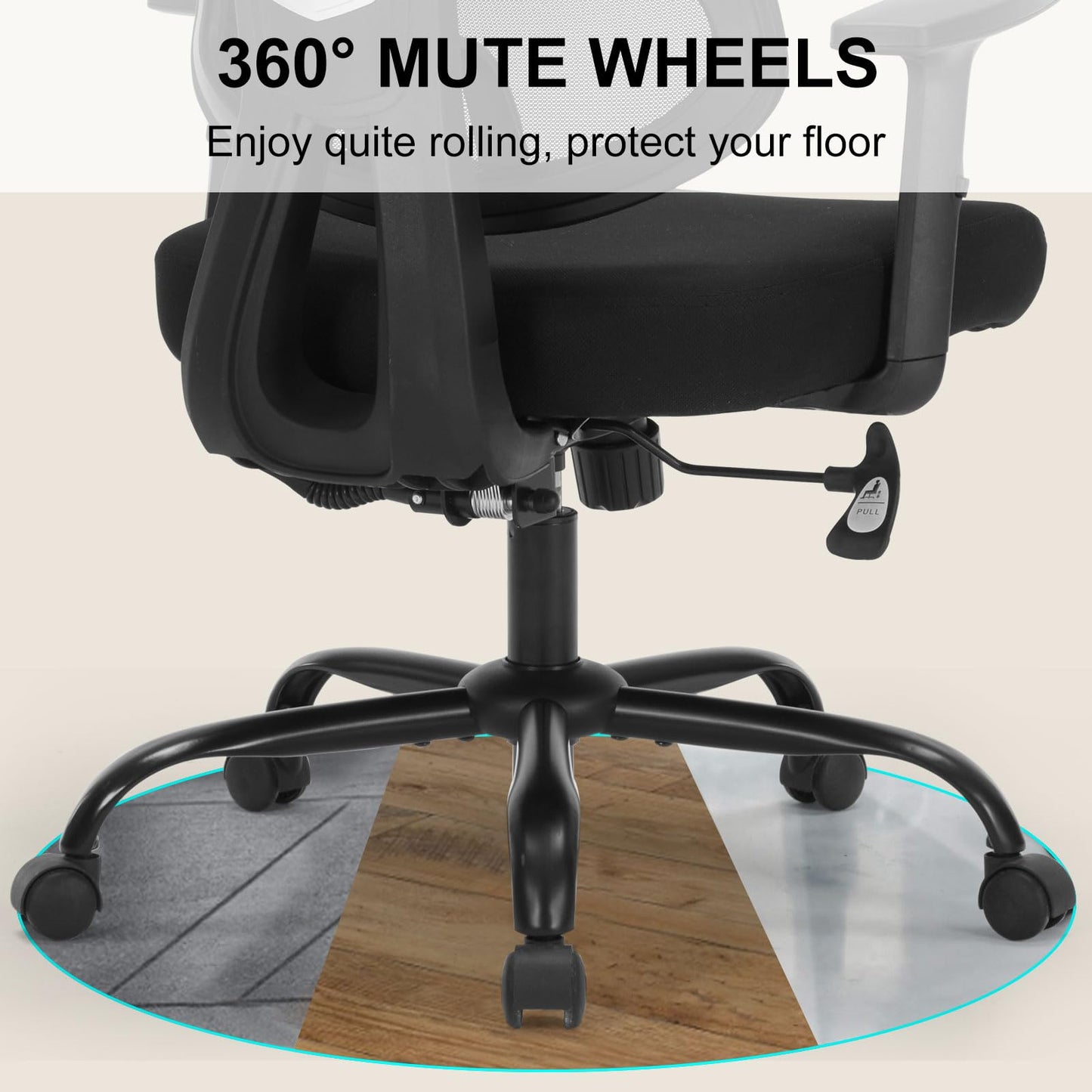 Home Office Chair, Ergonomic Desk Chair with Adjustable Height, Lumbar Support, High Back Mesh Computer Chair with Flip up Armrests, Task Chairs for Home Office - 300lb Executive Chairs (Black)